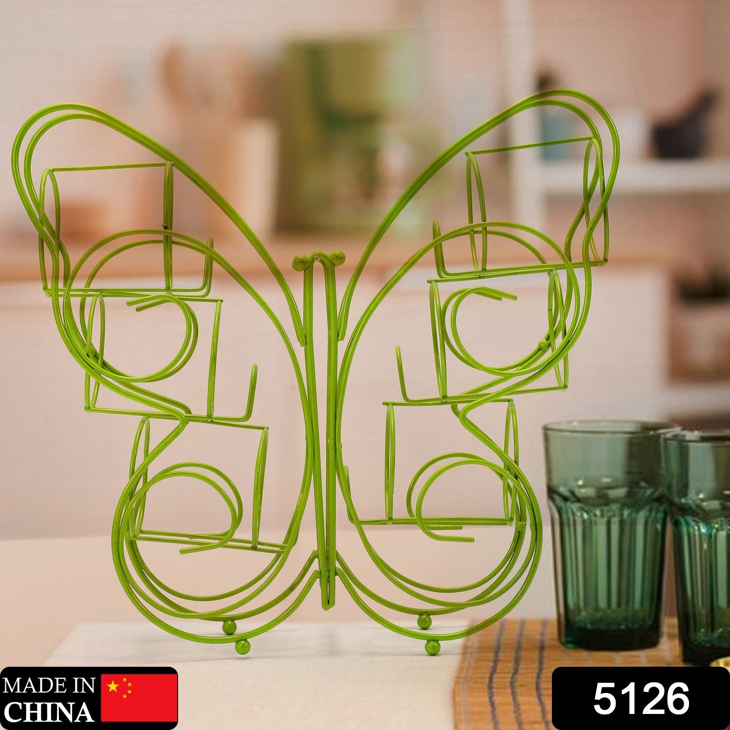 5126 Butterfly Shape Stainless Steel 6 Hole Glass Holder