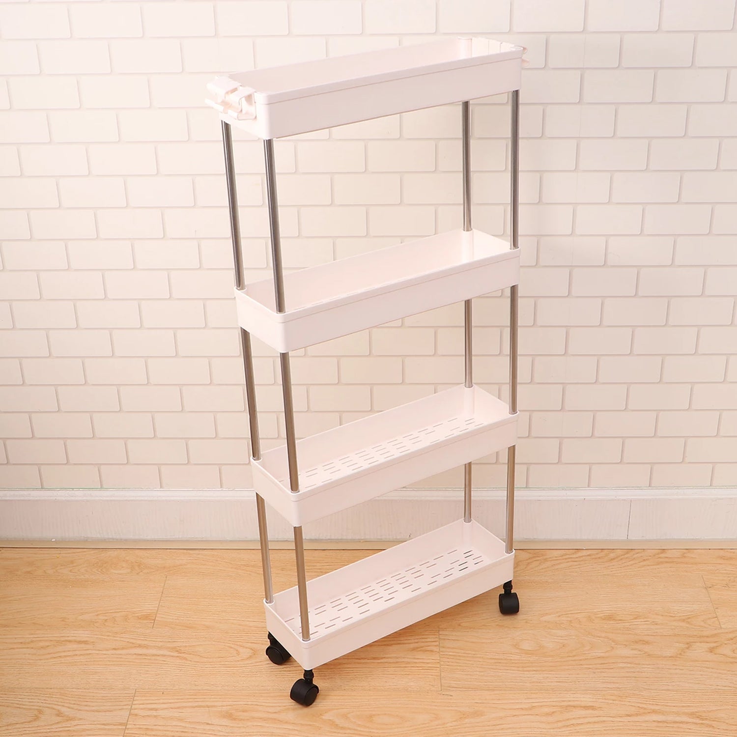 2156 Plastic 4 layer folding trolly Storage Organizer for Kitchen Storage Rack Shelf Trolley Rack with Caster Wheels (4 LAYER)