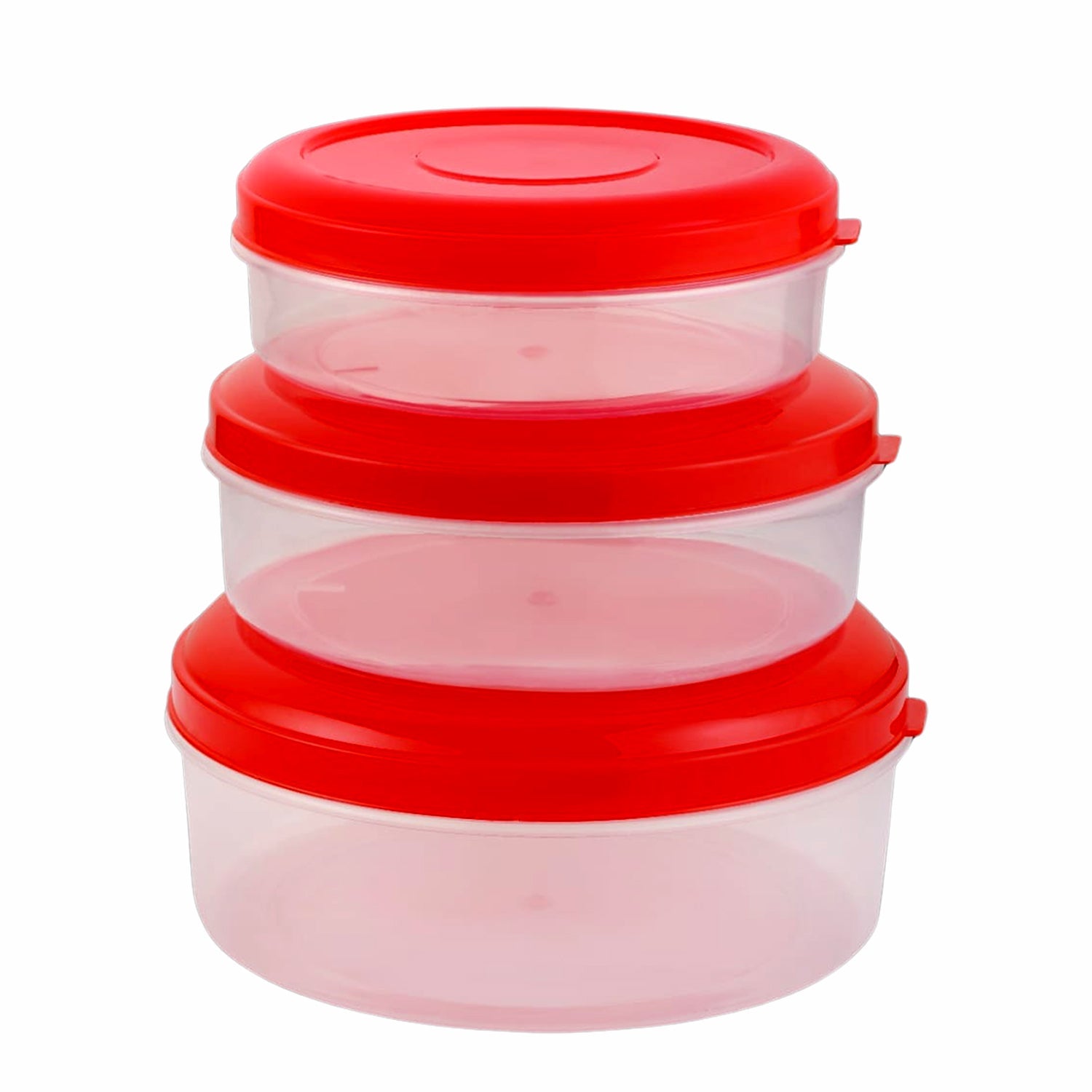 2062 Heavy Plastic Material Stackable & Reusable Classic Round Plastic Big Storage Container Box For Kitchen & Home Organization (PACK OF 3)