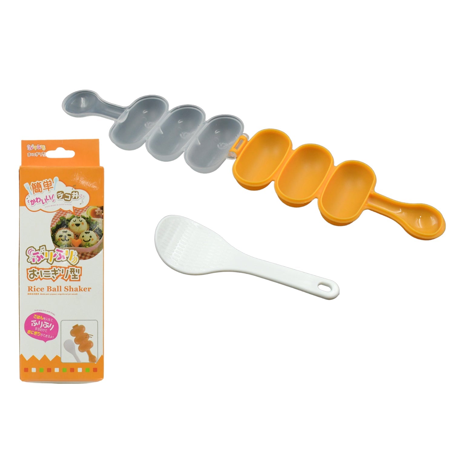 5826 Rice Ball Mold Shaker Sushi Roll Maker 3 Compartment Kitchen Tools for Kids Shake DIY Lunch with a Mini Rice Paddle for Home Party Meal Make, Kids DIY Lunch Maker Mold