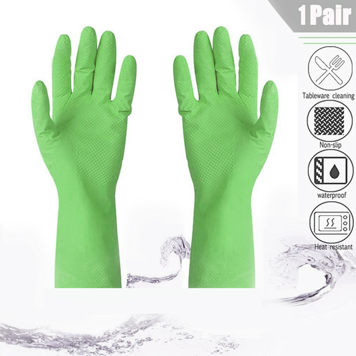 0653 Multipurpose cleaning rubber hand gloves (green) 1 PC