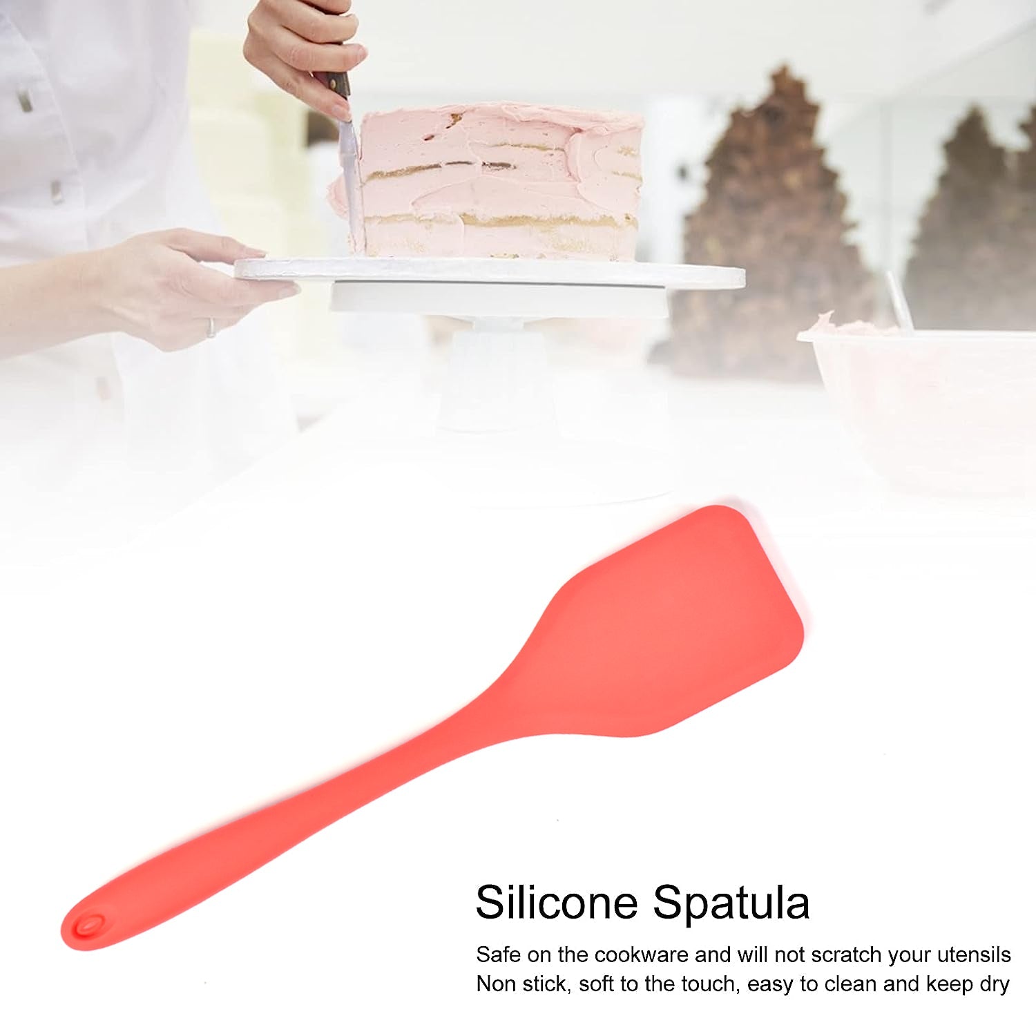 5430 Silicone Spatula Spoon, High Heat Resistant to 480°F, Hygienic One Piece Design, Large Non Stick Cooking Utensil (30cm)