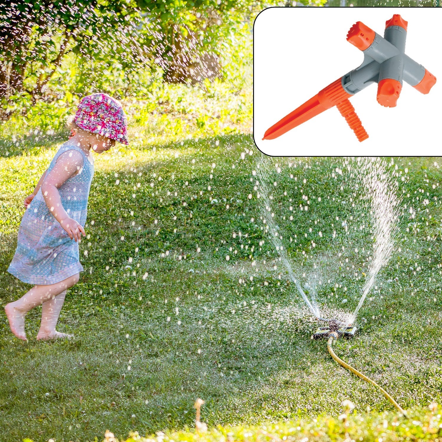 7537 Garden Sprinkler 360 ° Rotating Adjustable Round 3 Arm Lawn Water Sprinkler for Watering Garden Plants/Pipe Hose Irrigation Yard Water Sprayer