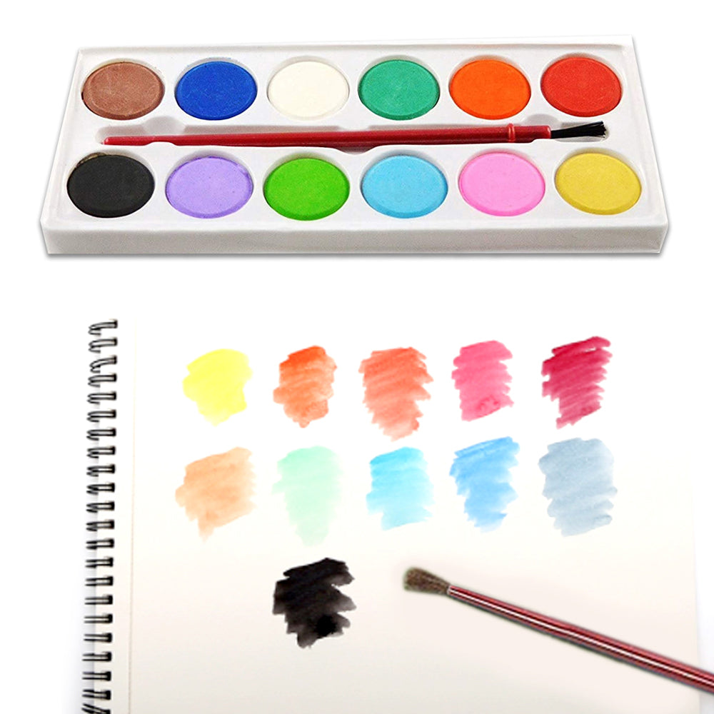 1123 Painting Water Color Kit - 12 Shades and Paint Brush (13 Pcs)