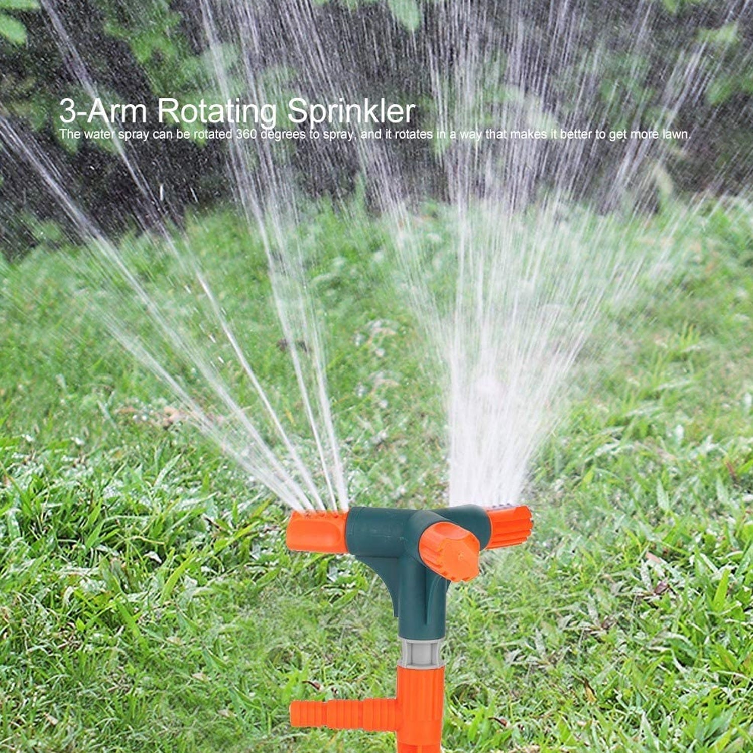 7537 Garden Sprinkler 360 ° Rotating Adjustable Round 3 Arm Lawn Water Sprinkler for Watering Garden Plants/Pipe Hose Irrigation Yard Water Sprayer