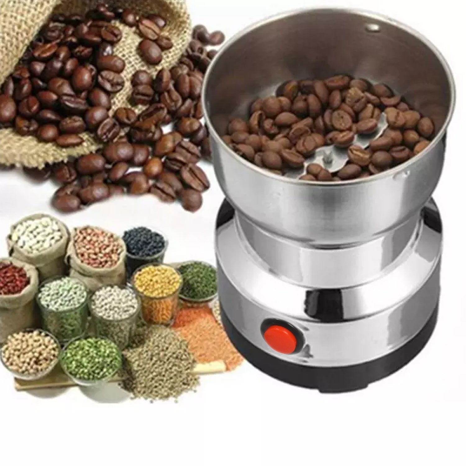 2898 Multifunction Grinder Machine Electric Cereals Grain Mill Spice Herbs Grinding Machine Tool Stainless Steel Electric Coffee Bean for Home