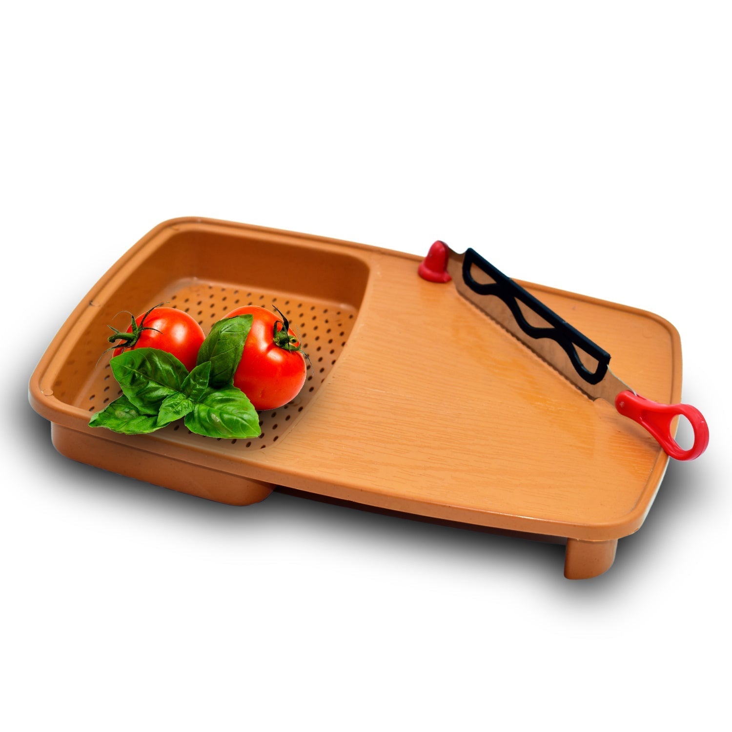 2103 Thick Plastic Kitchen Chopping Cutting Slicing Tray with Holder