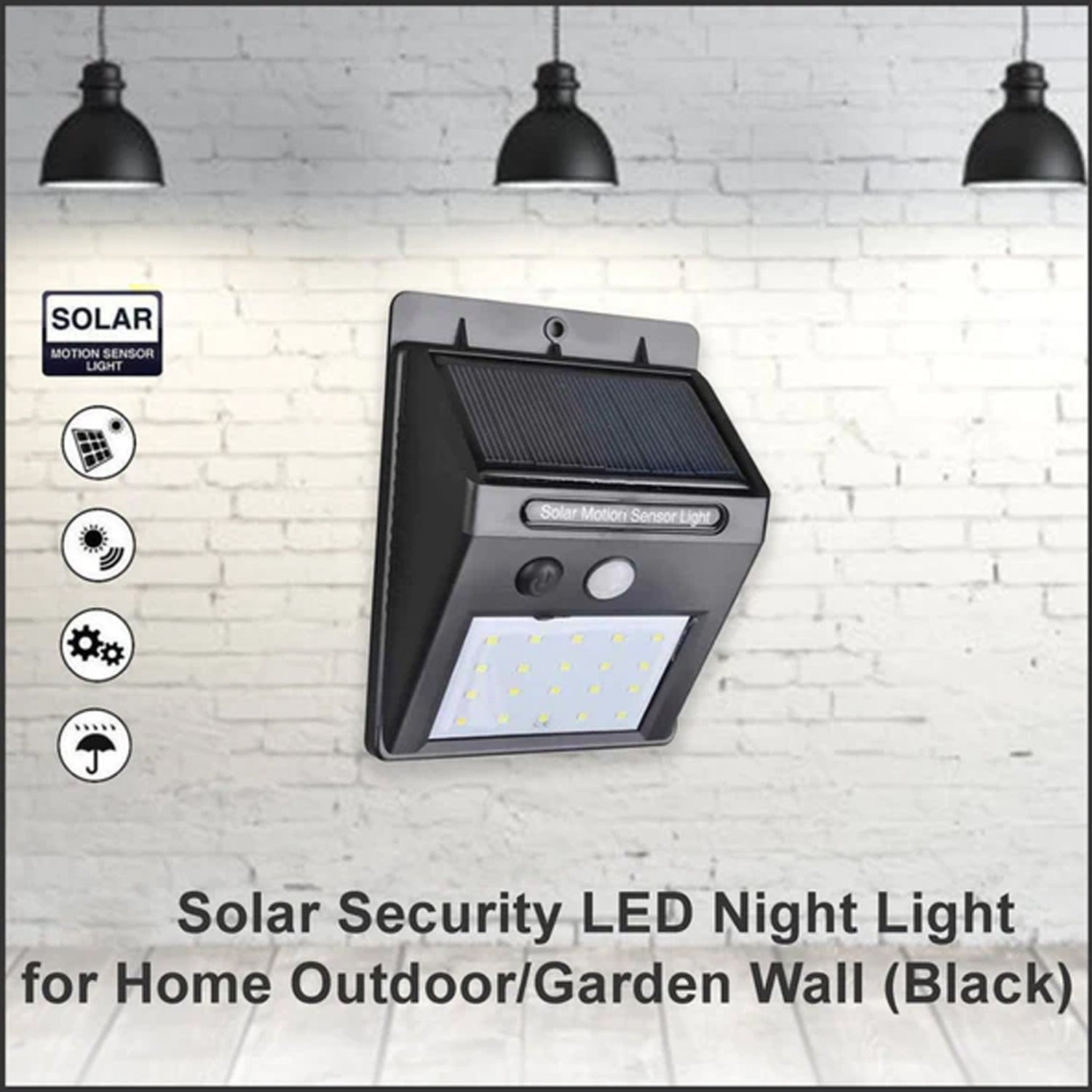 6608 White Solar Wireless Security Motion Sensor LED Night Light for Home Outdoor/Garden Wall.