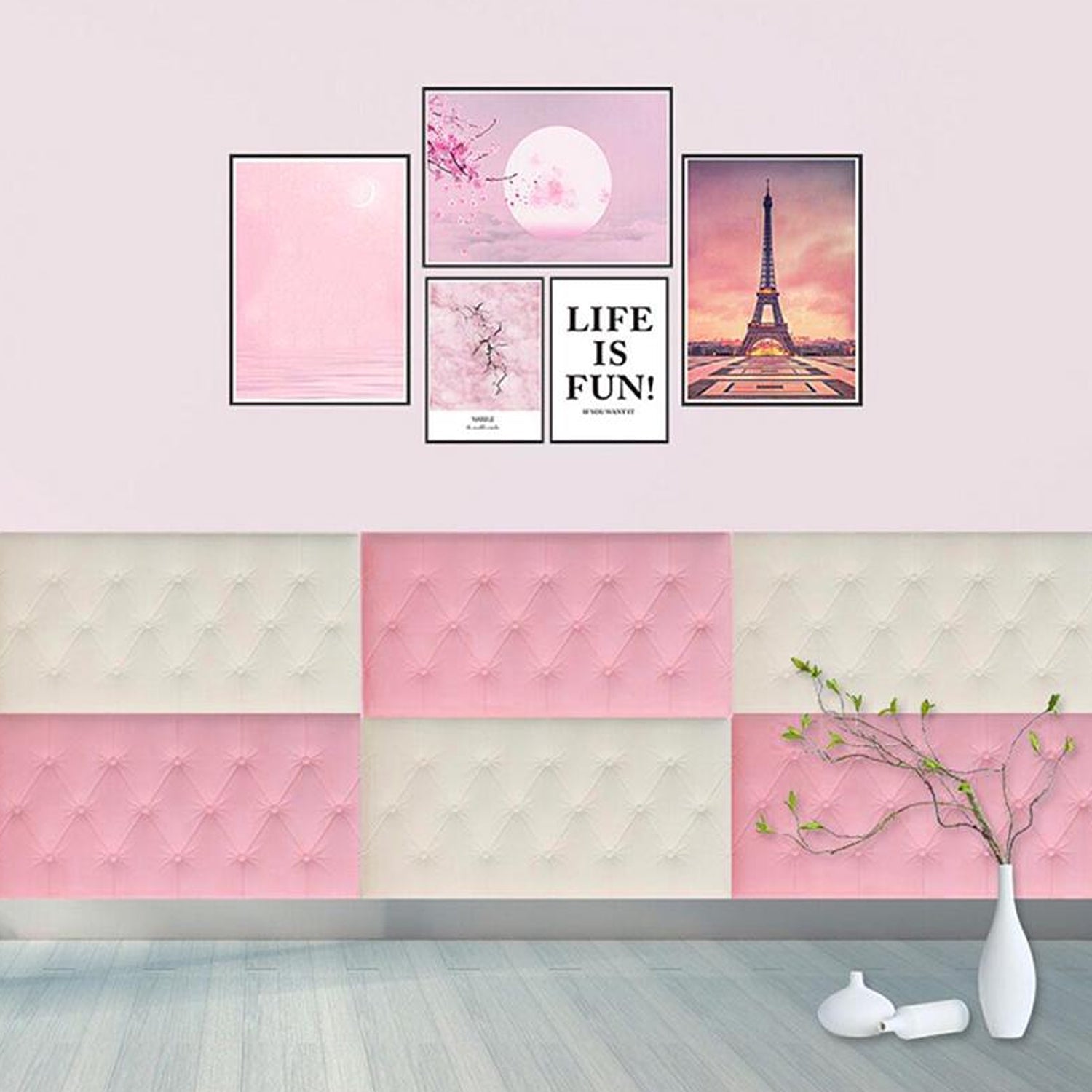 9039 Pink 3D Adhesive wallpaper for  living Room. Room Wall Paper Home Decor Self Adhesive Wallpaper