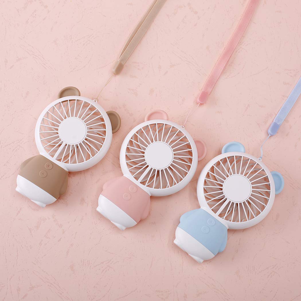 7632 MINI PORTABLE FAN USB RECHARGEABLE HANDHELD BEAR STYLE COLOR CHANGING LED LIGHT POCKET DESK LIGHT FAN