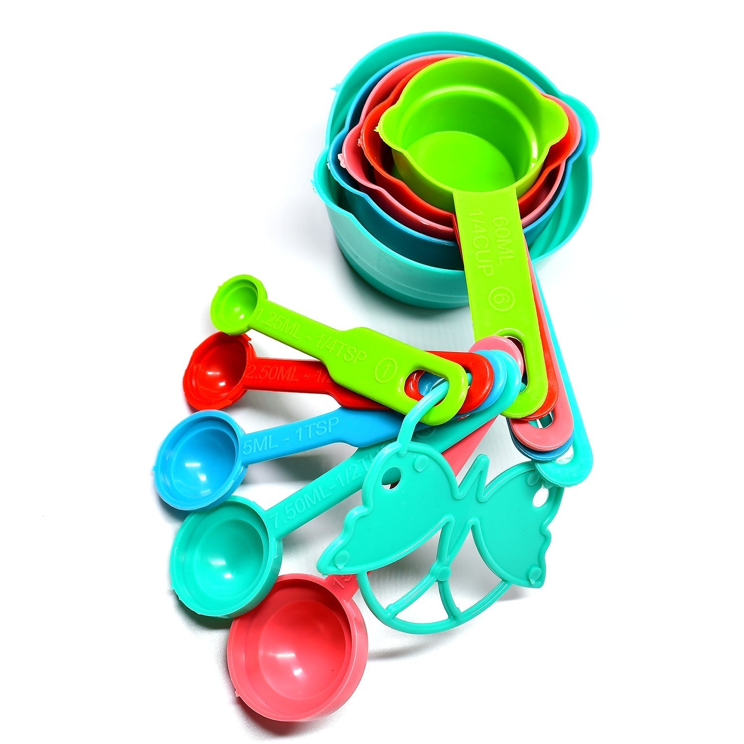 2906 10Pcs Plastic Measuring Spoons and Cups Set for Home Kitchen Cooking.