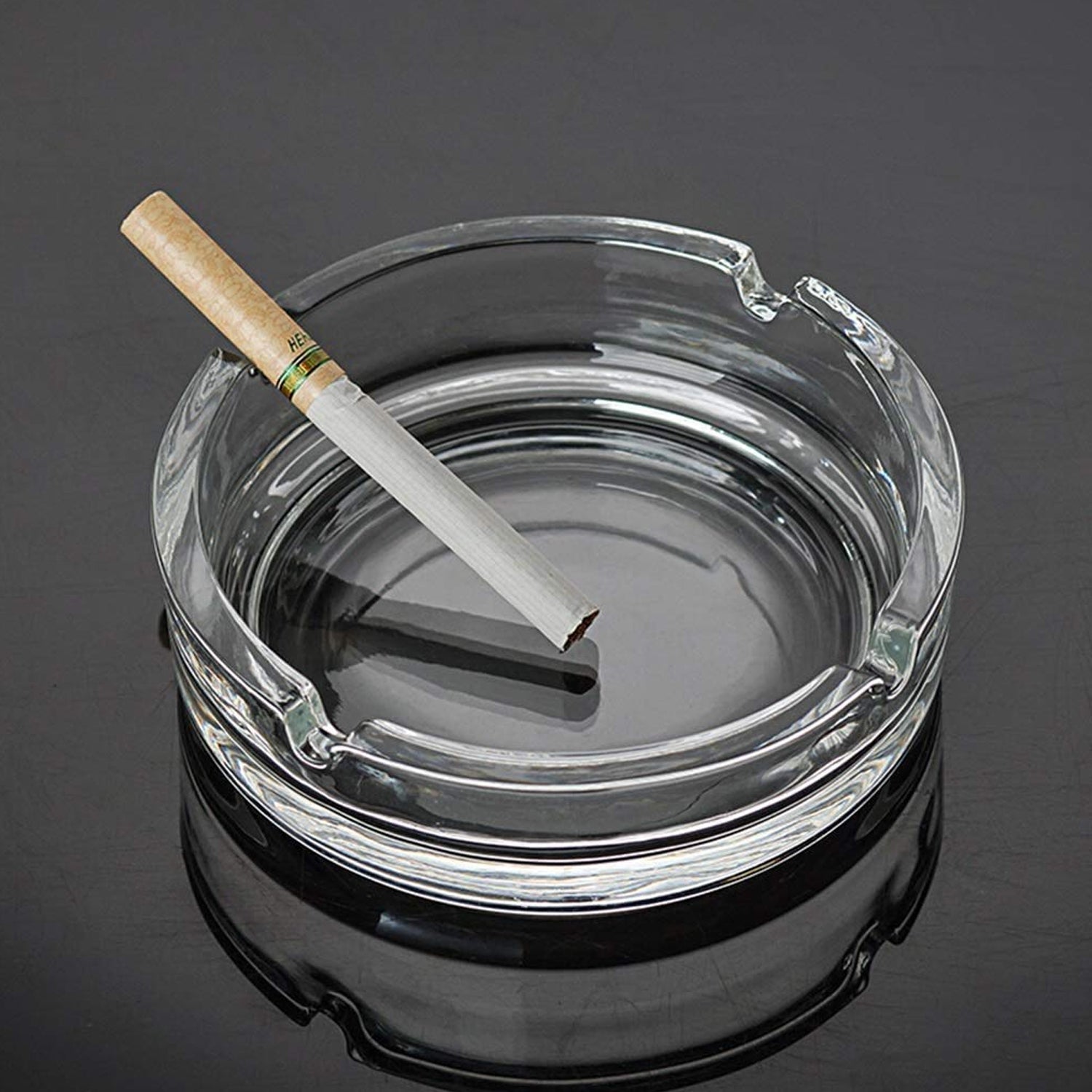 4061 Glass Classic Crystal Quality Cigar Cigarette Ashtray Round Tabletop for Home Office Indoor Outdoor Home Decor