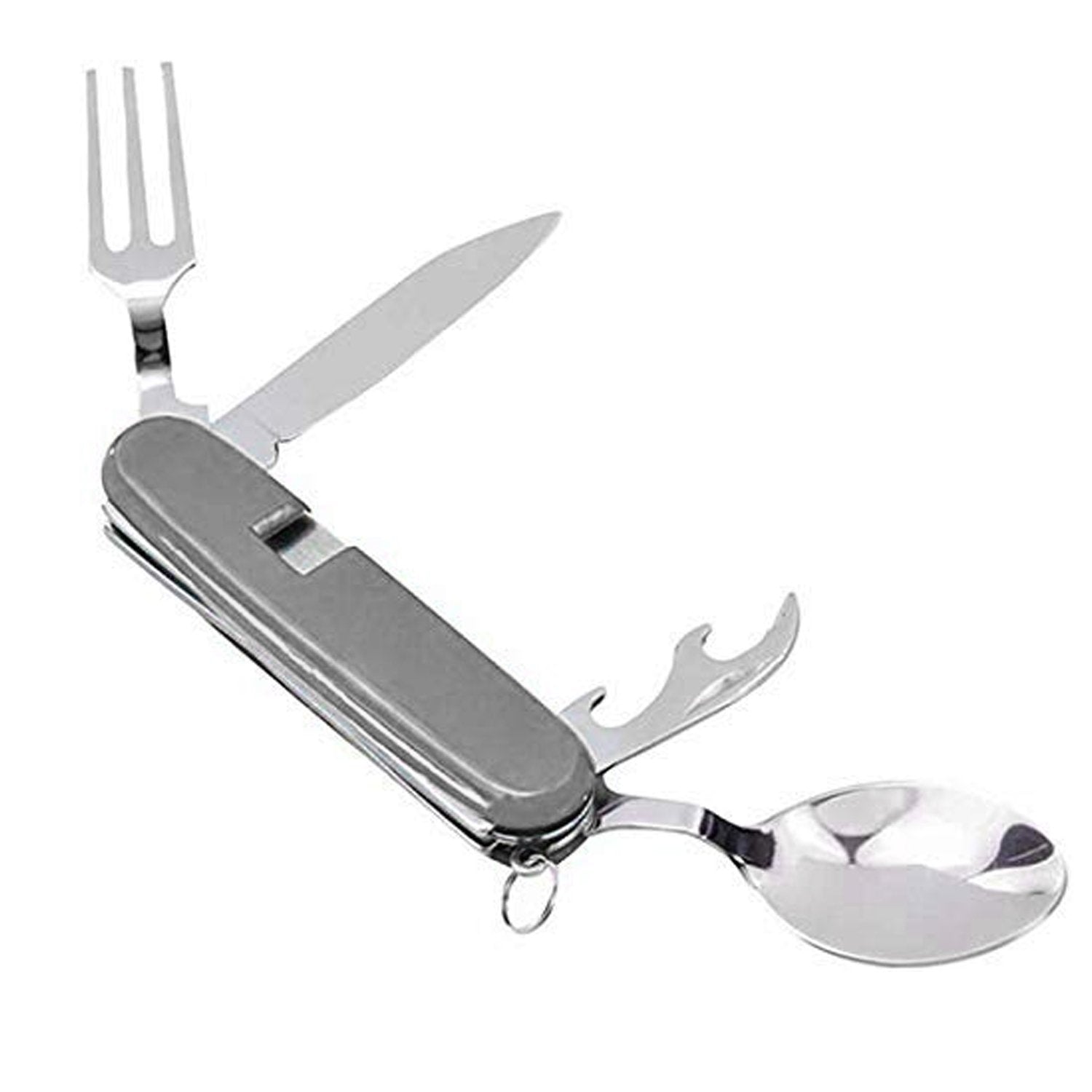 1779 4-in-1 Stainless Steel Travel/Camping Folding Multi Swiss Cutlery Set