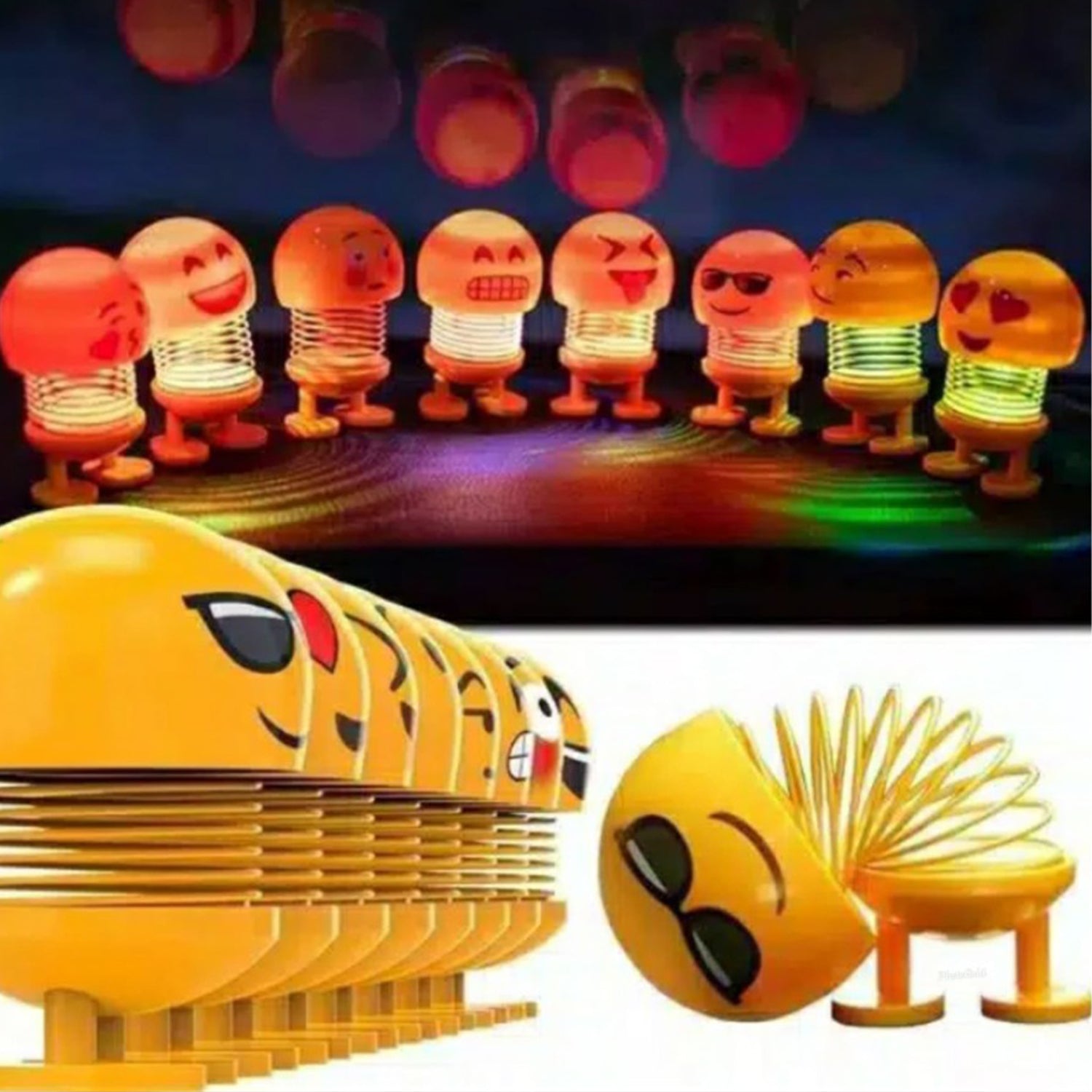 4714  Emoji Shake Car Dashboard Doll Dance for Car interior Decoration With LED Light