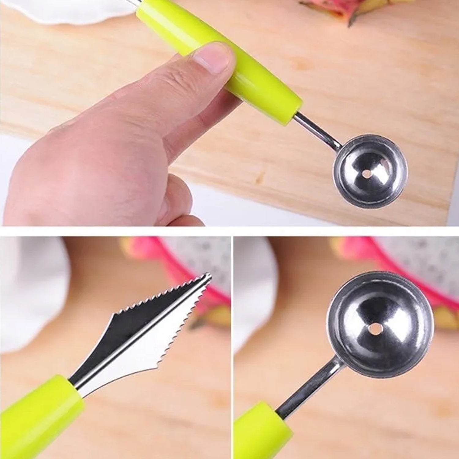 7031 Multifunctional Stainless Steel Fruit, Vegetable Pattern Carving Knife Peeler Corer Spherical Dig Ball Scoop, Garnishing Dig Ball Spoon Kit. 