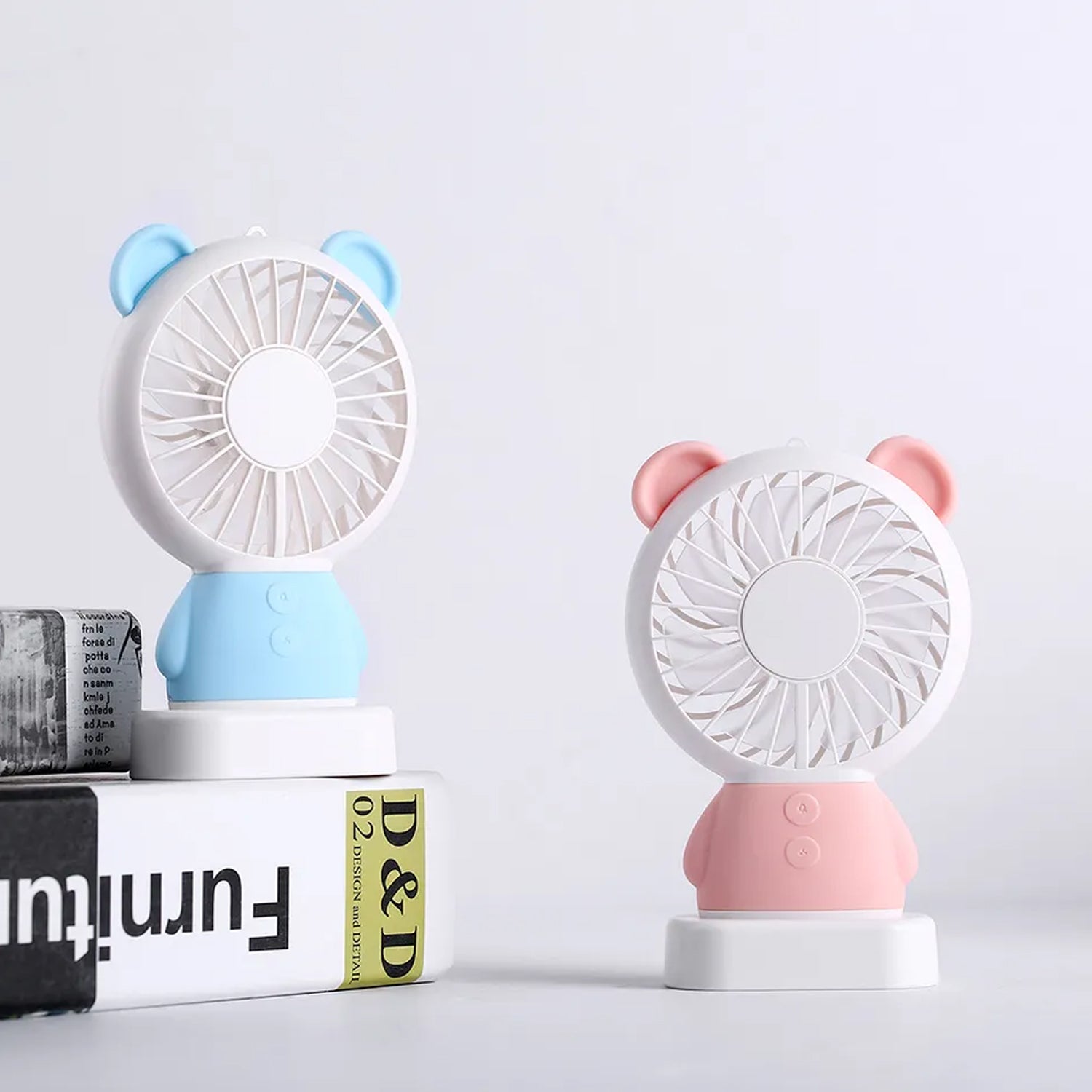 7632 MINI PORTABLE FAN USB RECHARGEABLE HANDHELD BEAR STYLE COLOR CHANGING LED LIGHT POCKET DESK LIGHT FAN