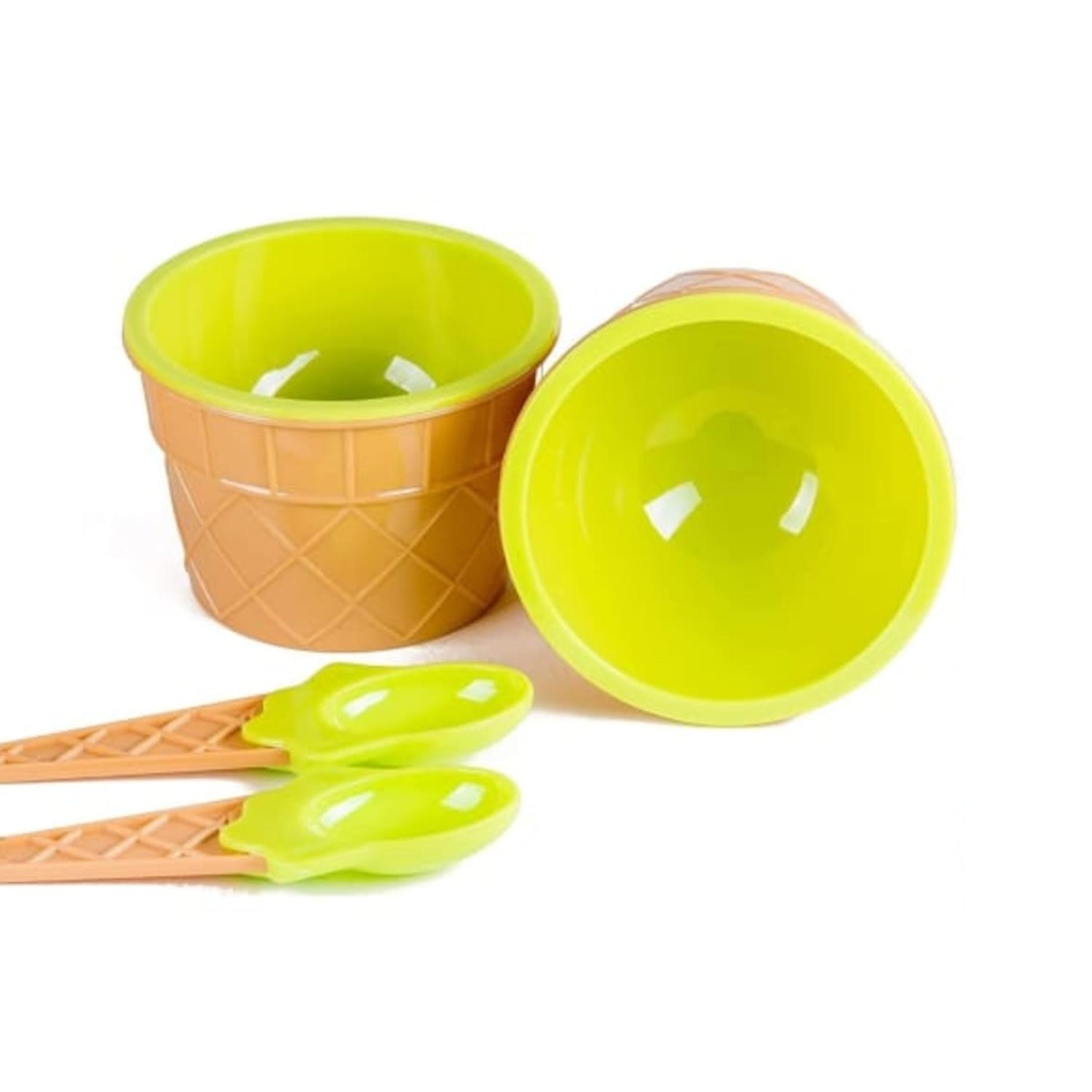 5320 Ice-Cream Waffle Spoon Bowel Cup Set | Premium ice Cream Set | Ice-Cream Bowel with Spoon 2pc Couple Bowl Set