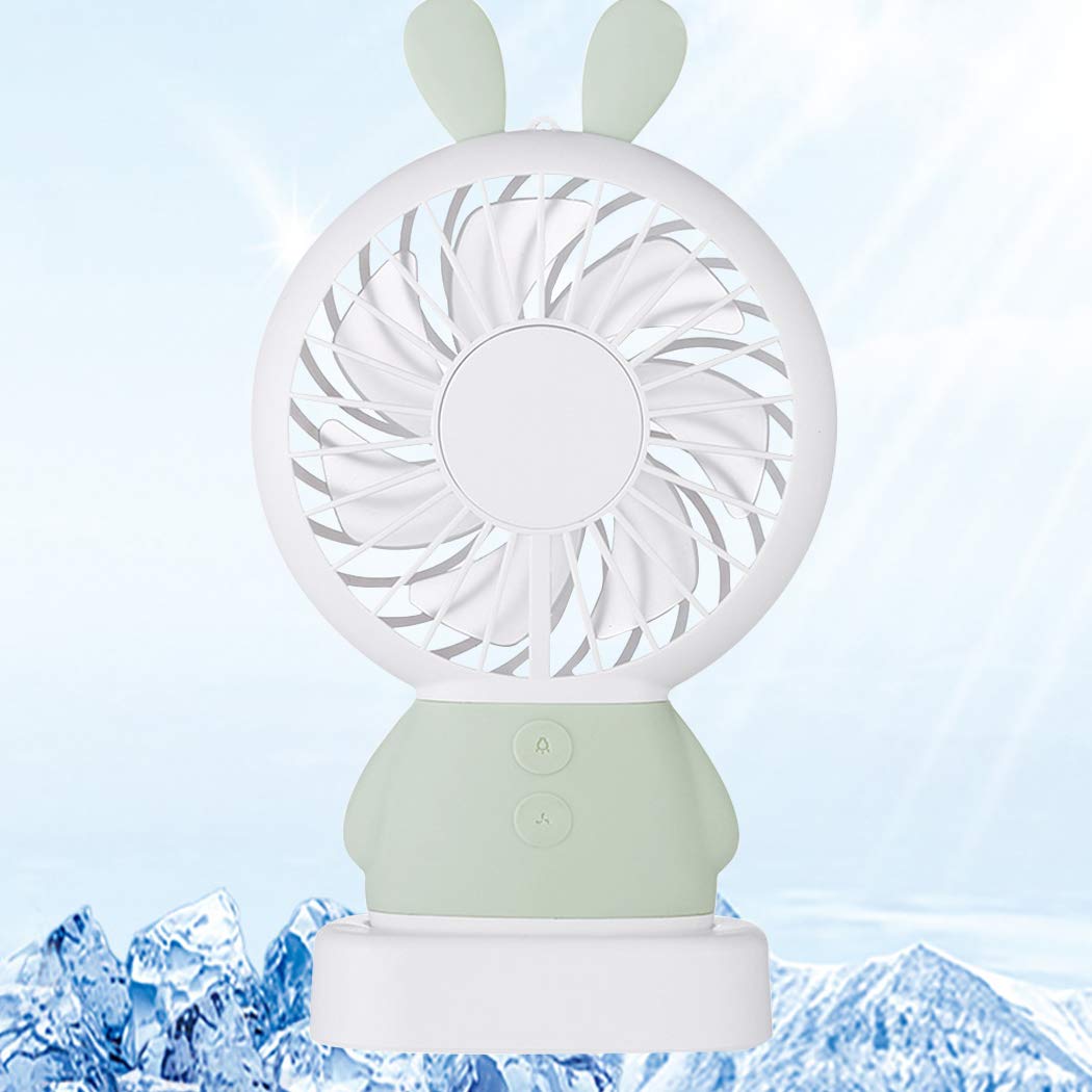 7633 Mini Portable Fan USB Rechargeable Handheld Rabbit Style Color Changing LED Light Pocket Desk Light Fan