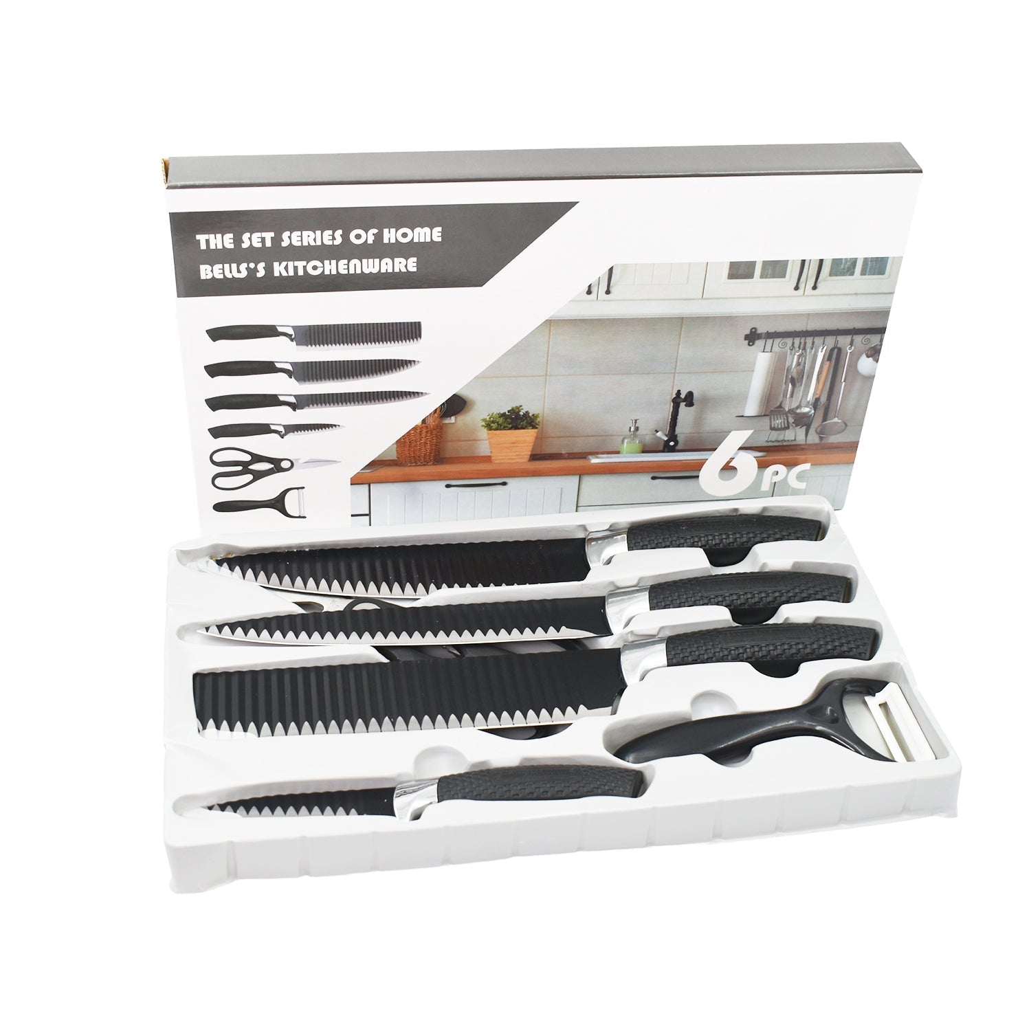 2285 Stainless Steel Knife Set With Chef Peeler And Scissor (6 Pieces)