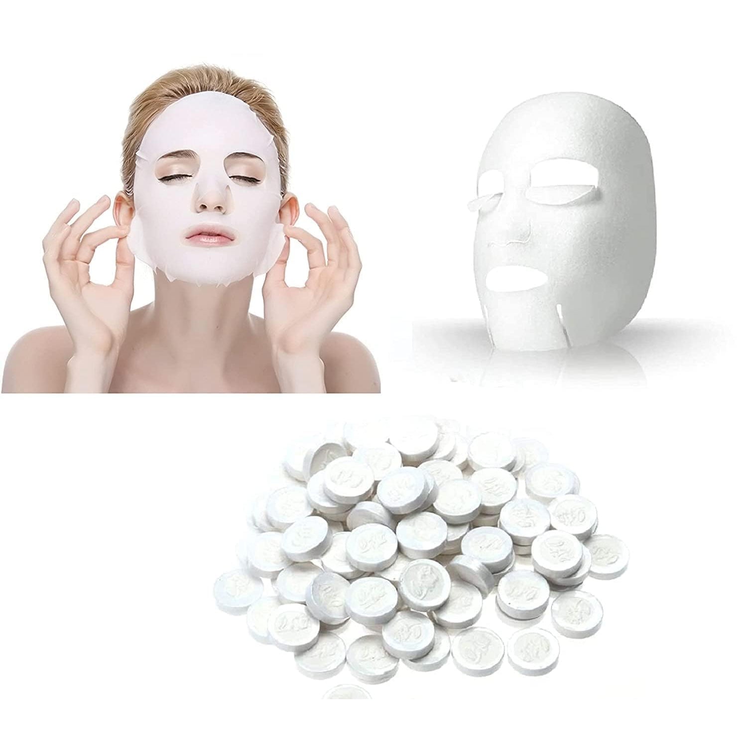 6144 Facial Lotion Tissue Paper DIY Home Spa Coin Face Mask/ Compressed Facial Whitening Tablet Face Mask Sheet for Women and Girl - Pack of 100