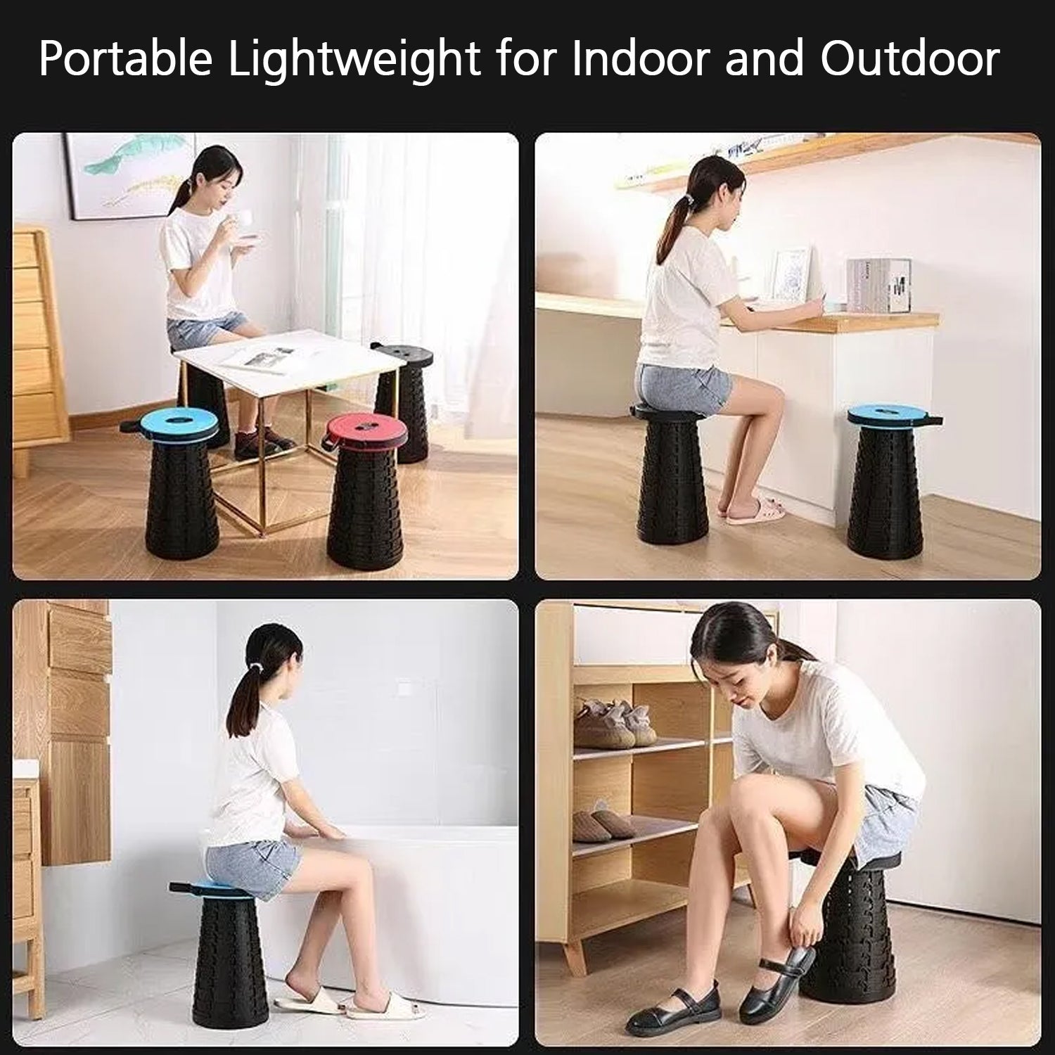 2169 Foldable Retractable Height Adjusting Stool Space Saving Telescopic Stool for Fishing Hiking Stool for Adults and Kids.