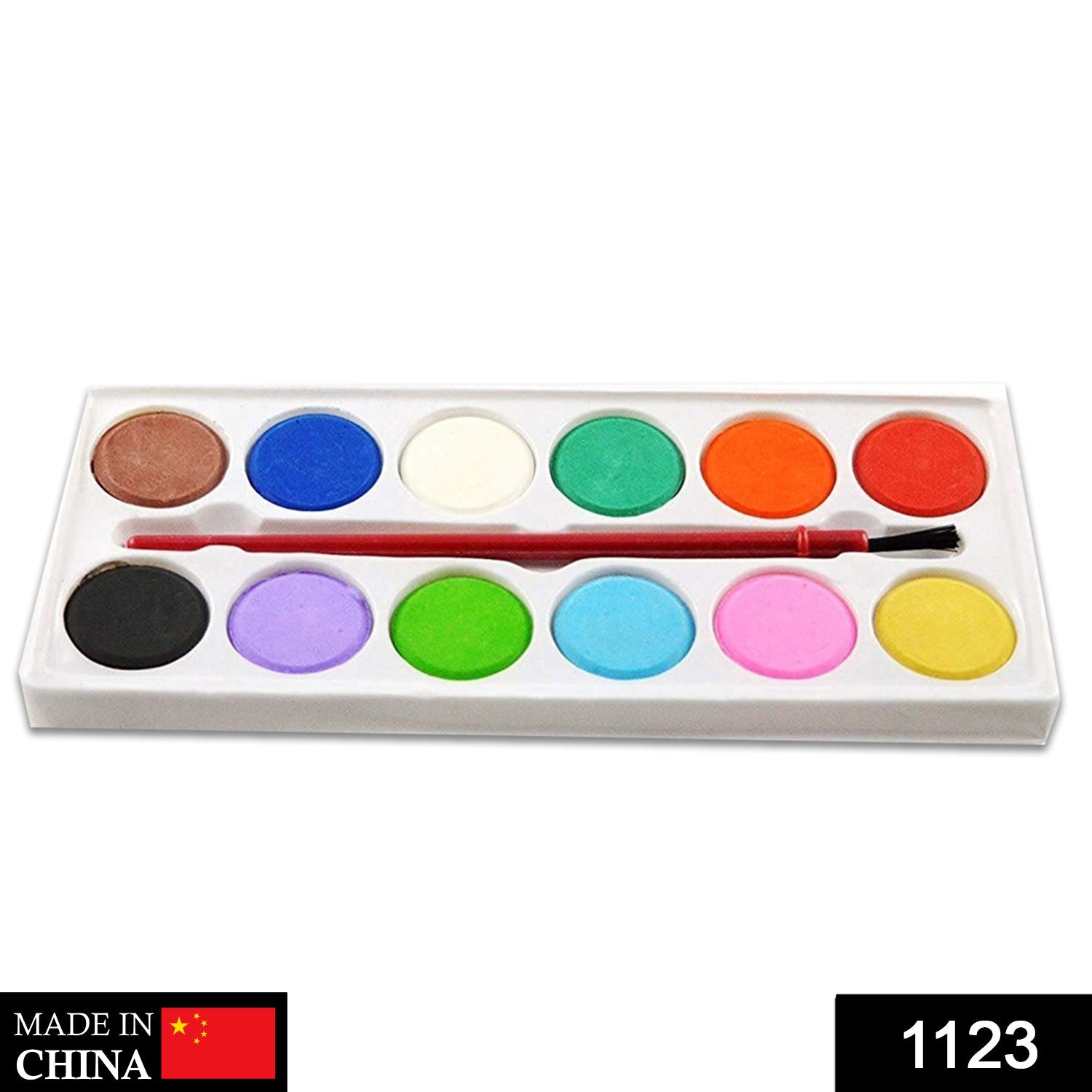 1123 Painting Water Color Kit - 12 Shades and Paint Brush (13 Pcs)