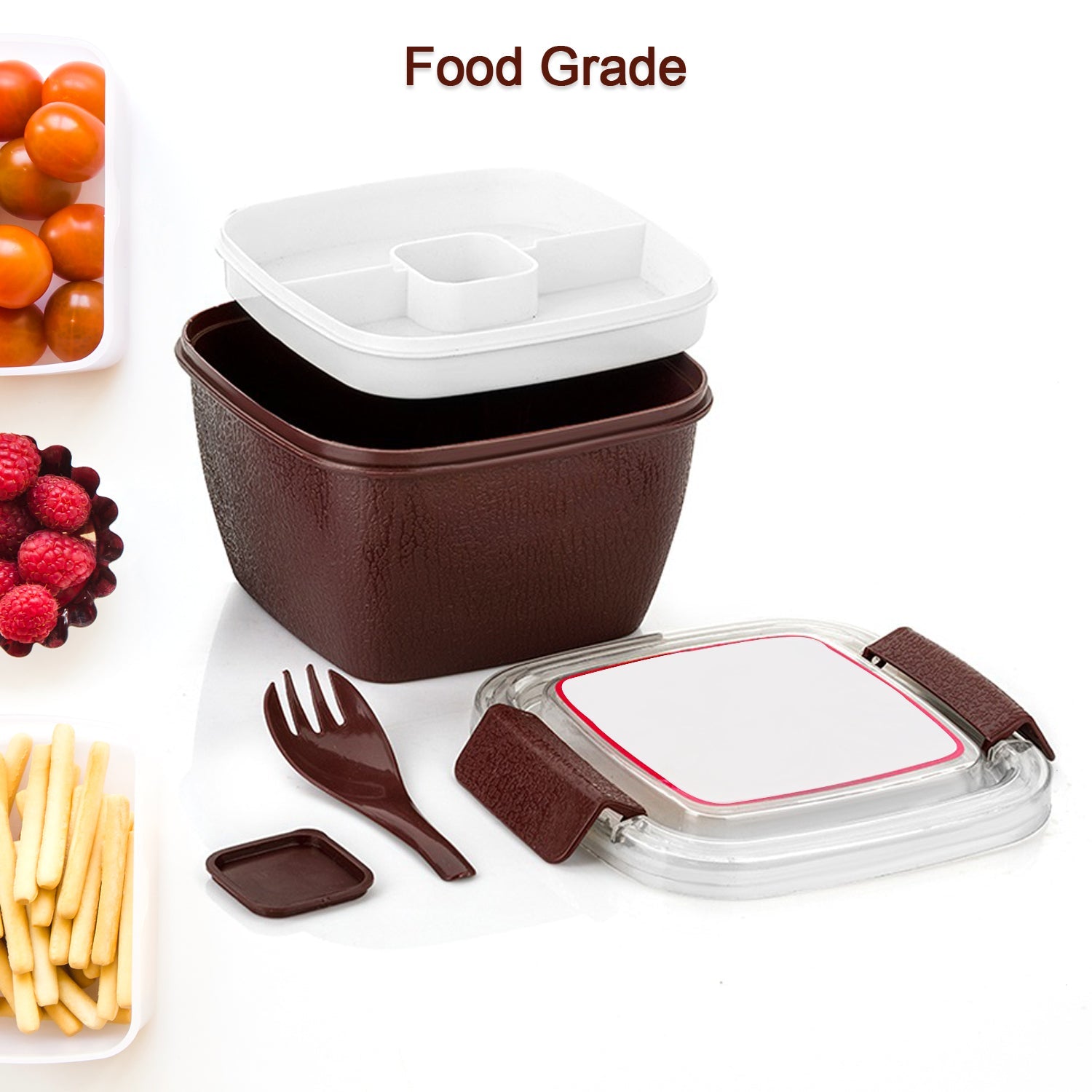 5941 Unique Lunch Box Reusable Freezer Safe Food Containers with Spoon for Adults and Kids, BPA free Plastic Material