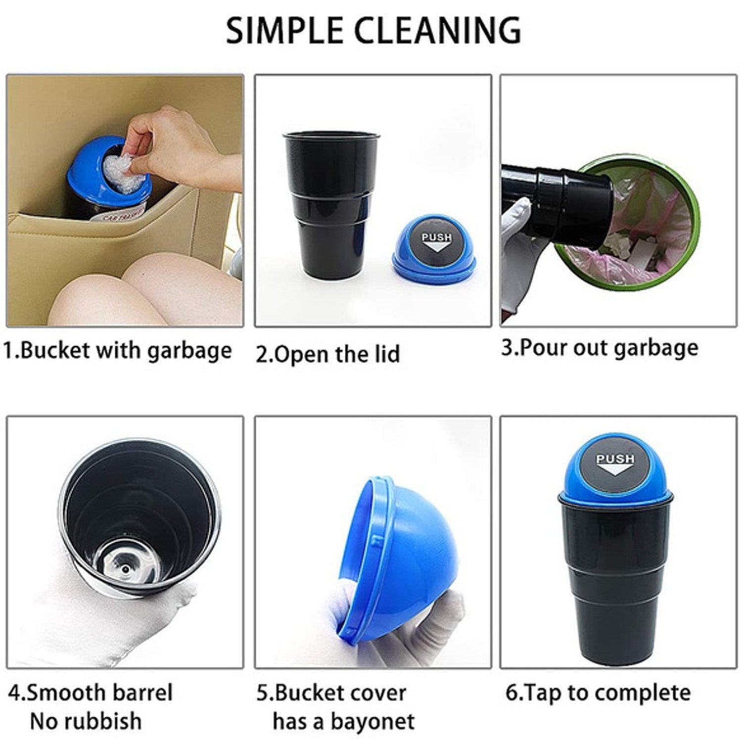 1738 Mini Car Trash Bin Can Holder Dustbin