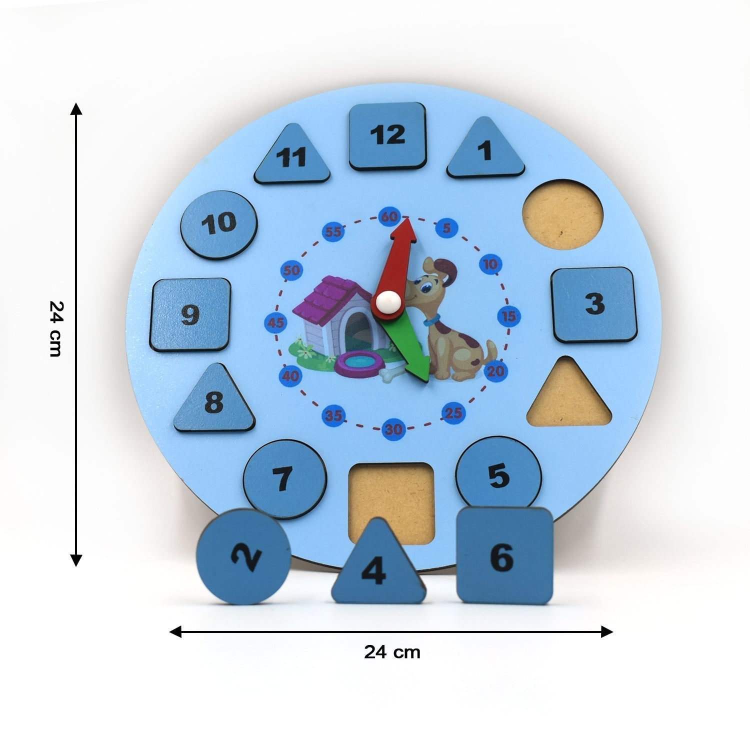 1949 AT49 Wooden Clock Toy and game for kids and babies for playing and enjoying purposes.