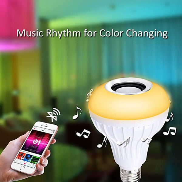 1363 Wireless Bluetooth Sensor 12W Music Multicolor LED Bulb with Remote Controller