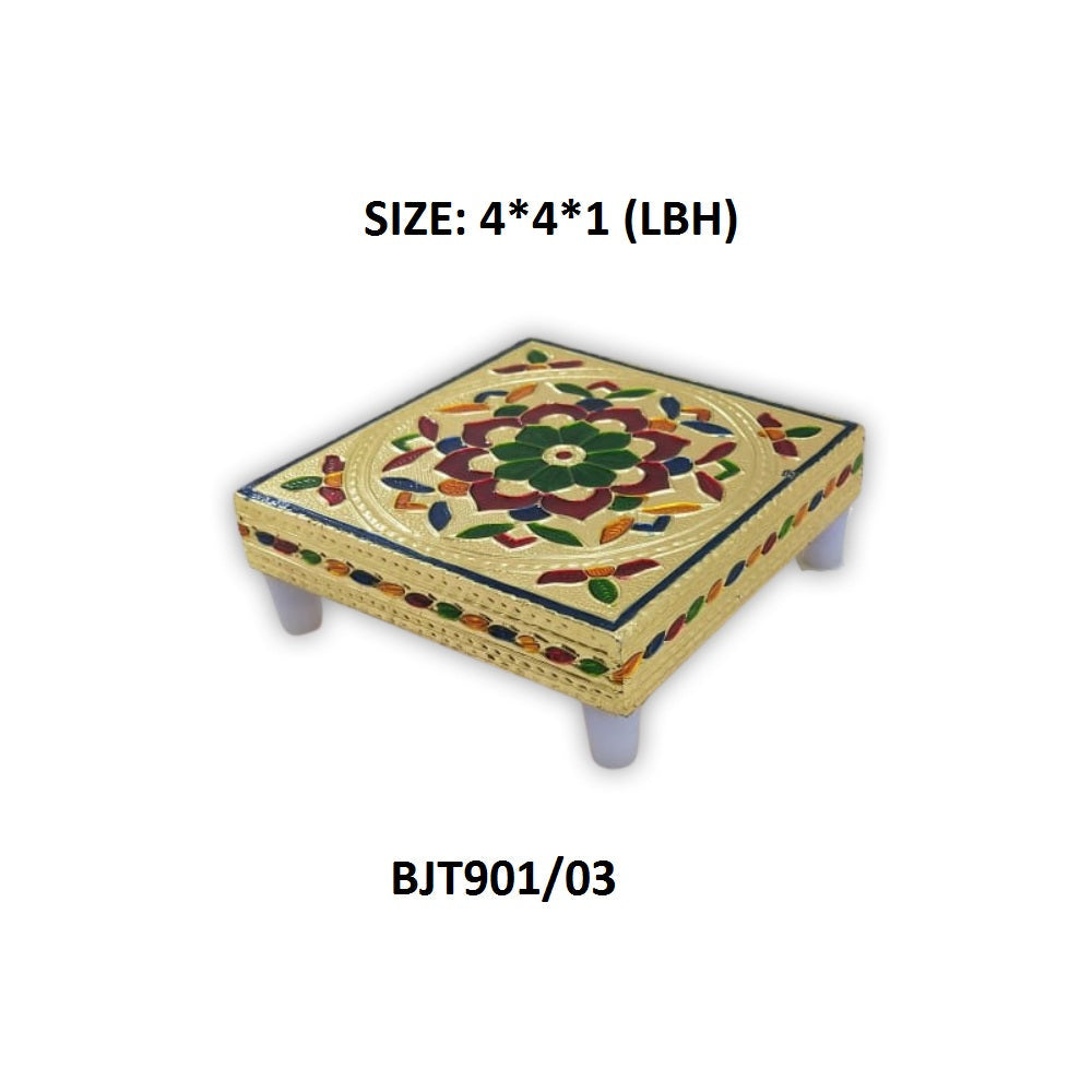 2122 Multipurpose Traditional Decorative Design Wooden Chowki/Bajot