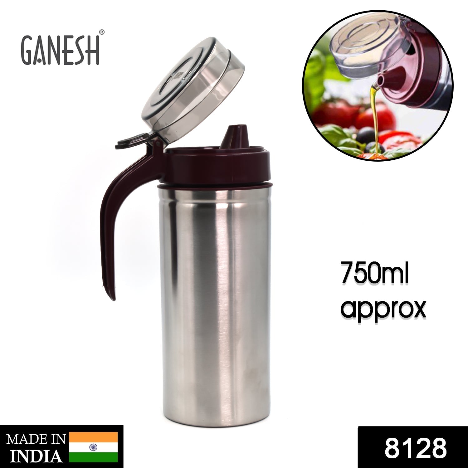 8128 Oil Dispenser Stainless Steel with small nozzle 750ml