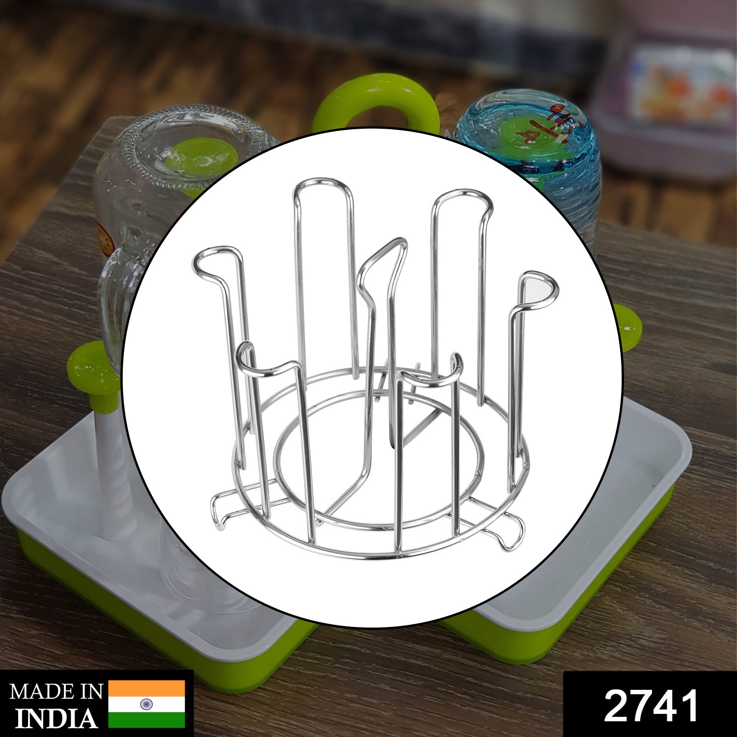 2741 SS Round Glass Stand used for holding sensitive glasses and all present in all kinds of kitchens of official and household places etc.