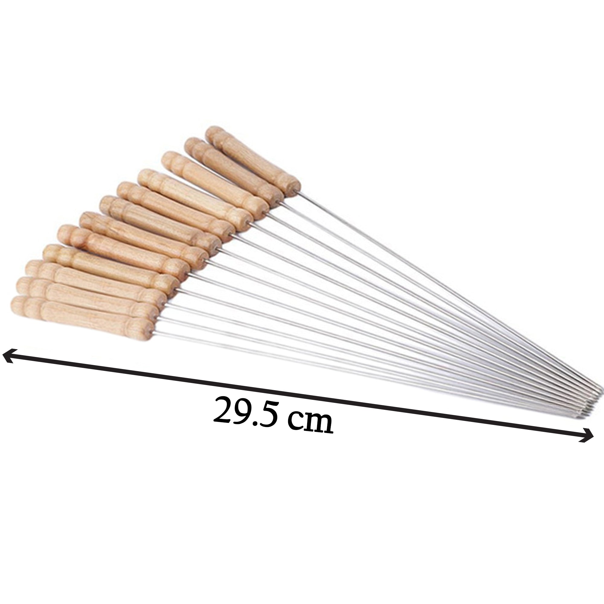 2228 Barbecue Skewers for BBQ Tandoor and Gril with Wooden Handle - Pack of 12