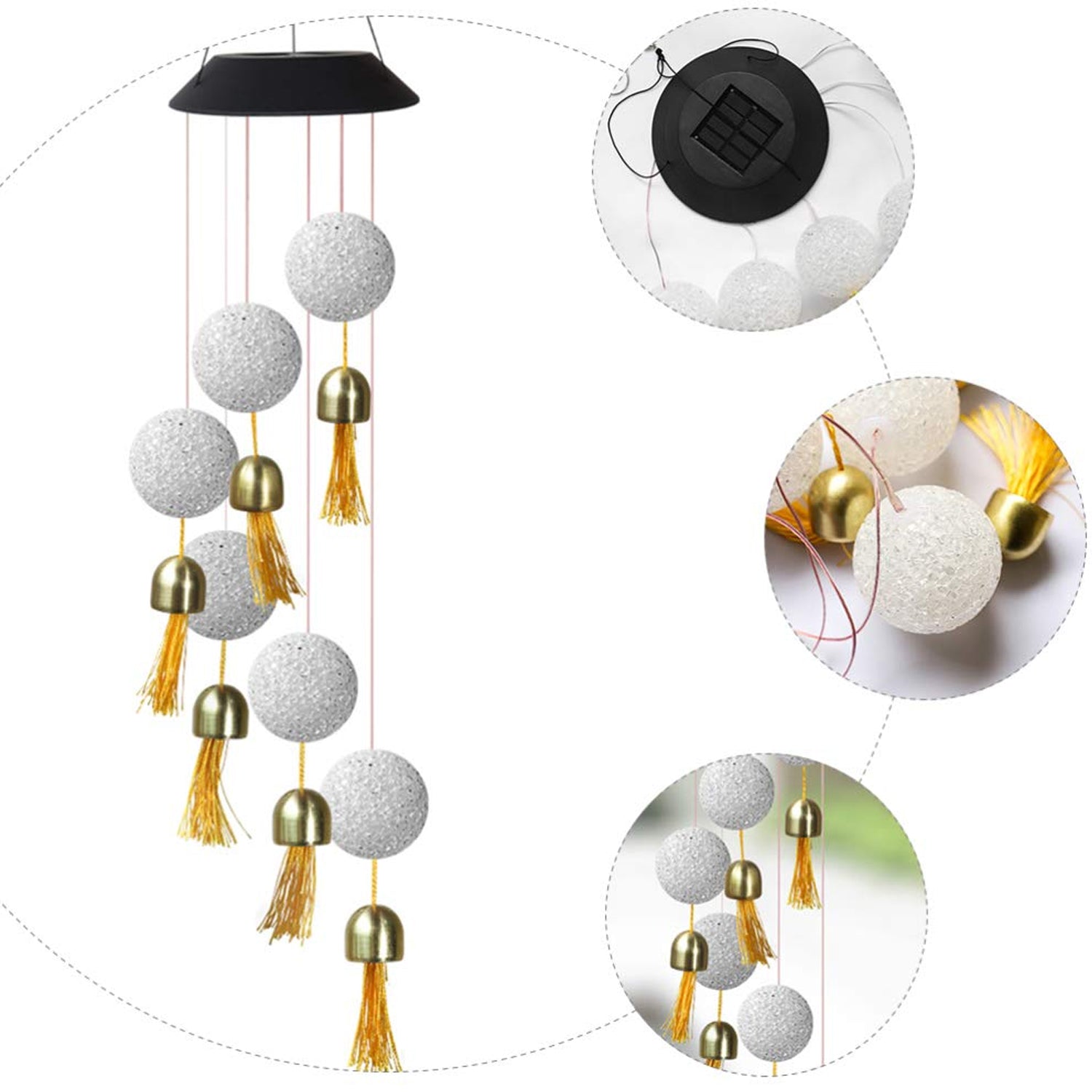 8318 Solar Crystal Ball Wind Chime, Color Changing Solar Powered LED Hanging Wind Chime Light Mobile for Patio Yard Garden Home Outdoor Night Decor, Gifts