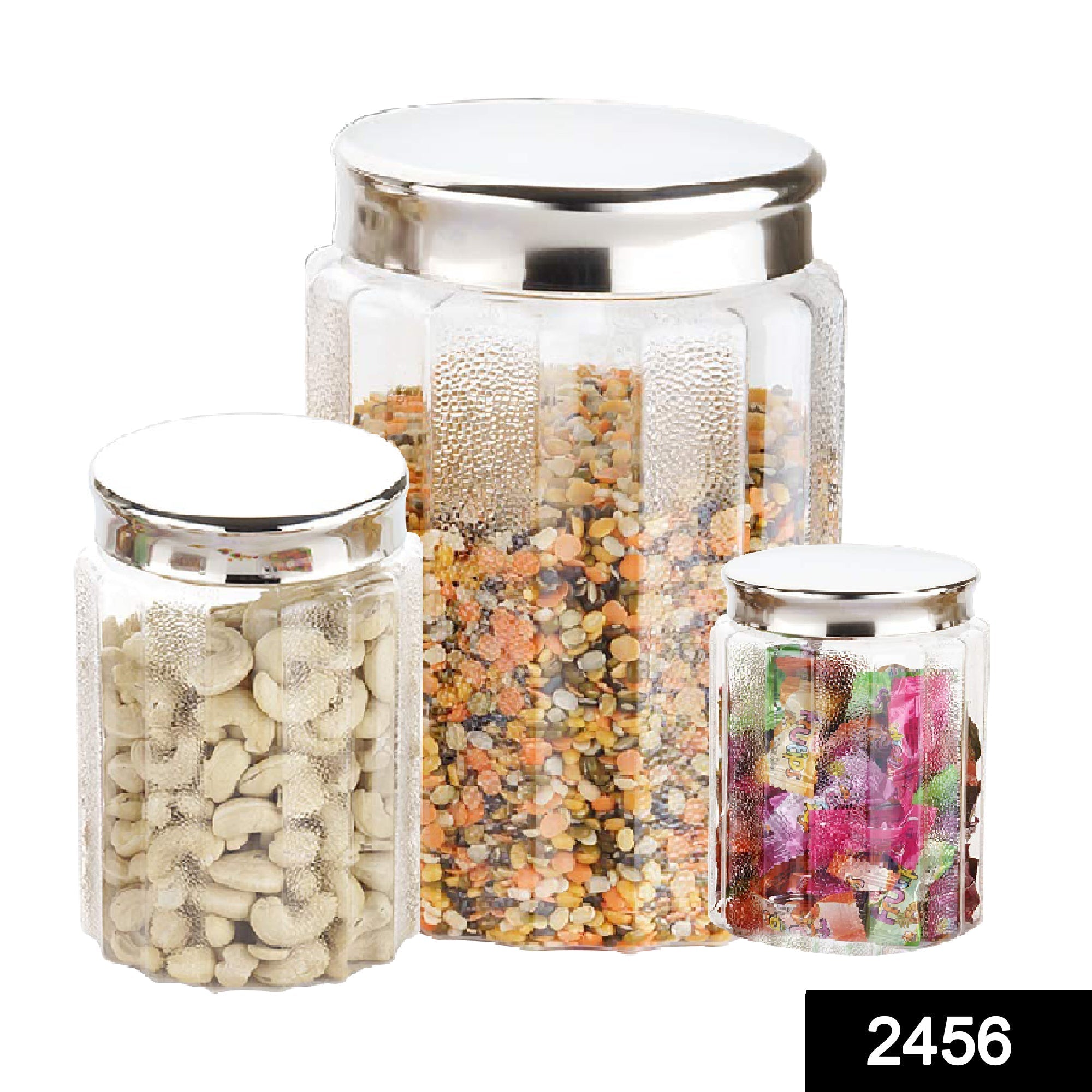 2456 jar Container Coming with Metal Air Tight and Rust Proof Cap (Set of 3)