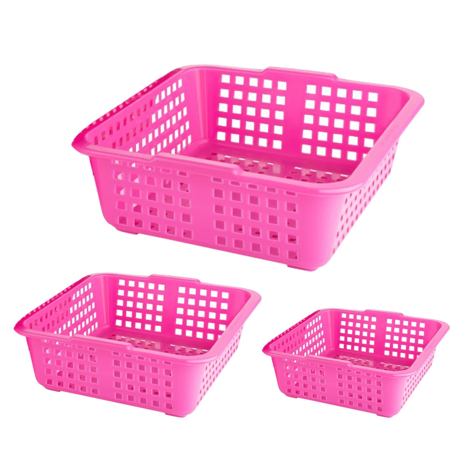 2484 Plastic Multiple Size Cane Fruit Baskets (3 Size Large, Medium, Small) 