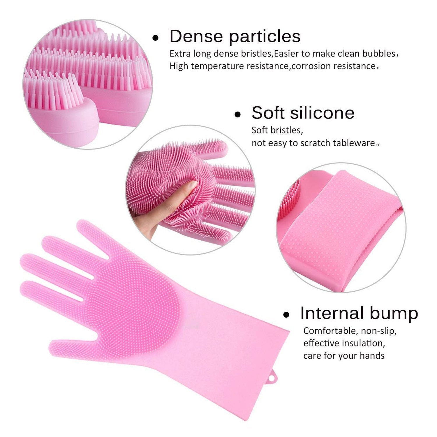 0714A Reusable Silicone Cleaning Brush Scrubber Gloves (Multicolor)