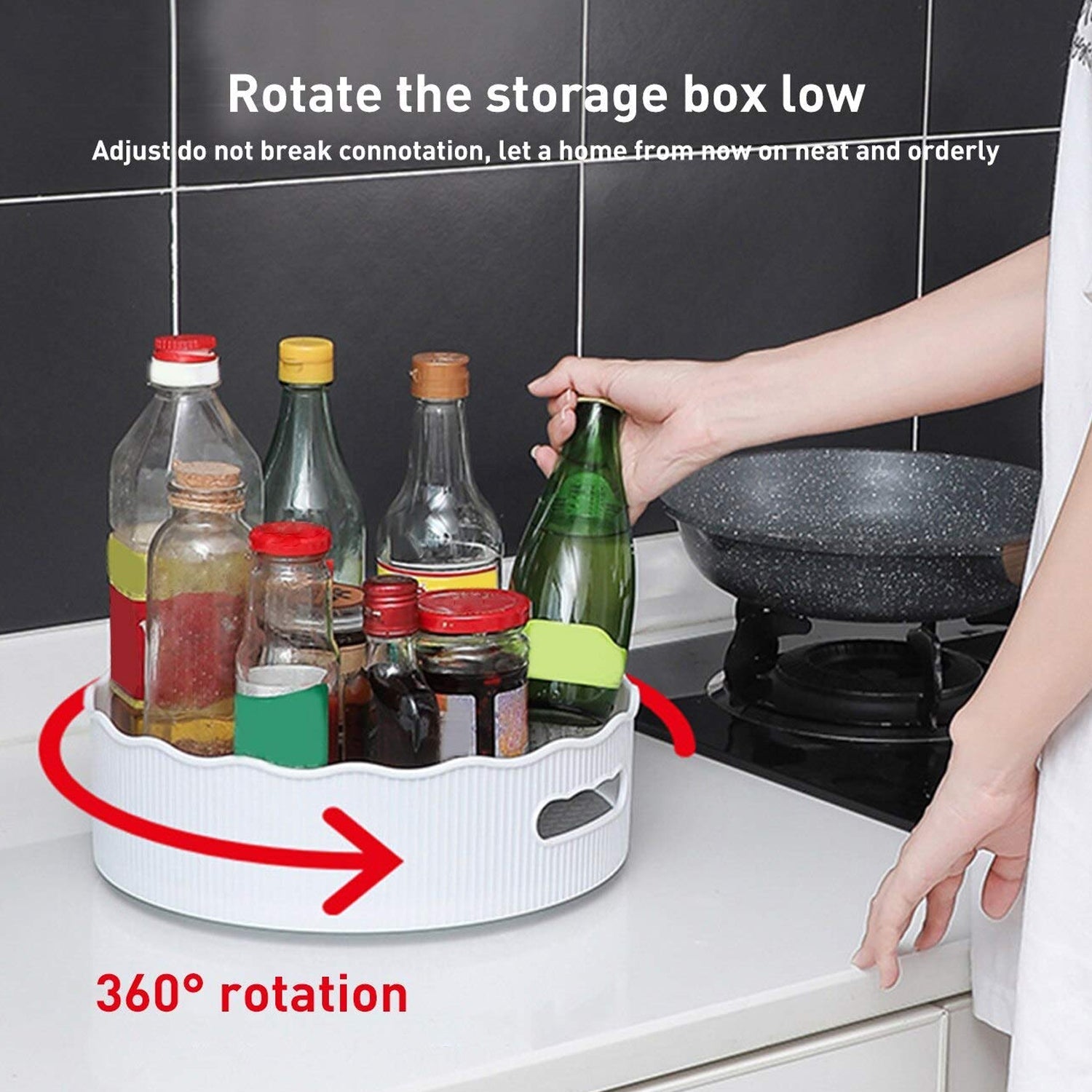 2840B 360 Degree Rotating Kitchen Organizer Trolley For Storage / Revolving Tray / Turntable Dining Table Organizer