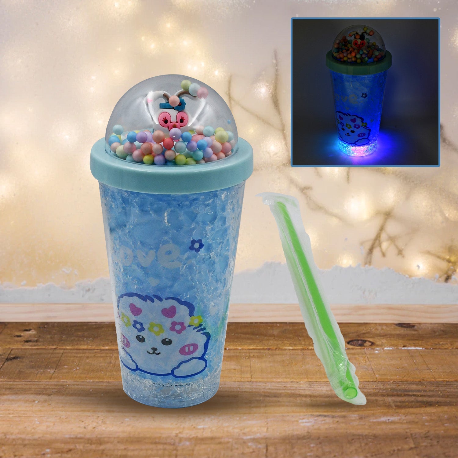 6883C LED Light Unicorn Sipper Water Bottle Mason Jar Tumbler with Straw for Kids Glitter Sipper with Toy Drinking Cups for Boys and Girls School/Tuition/Gym/ Picnic, Kids and Adults, Birthday Return Gifts