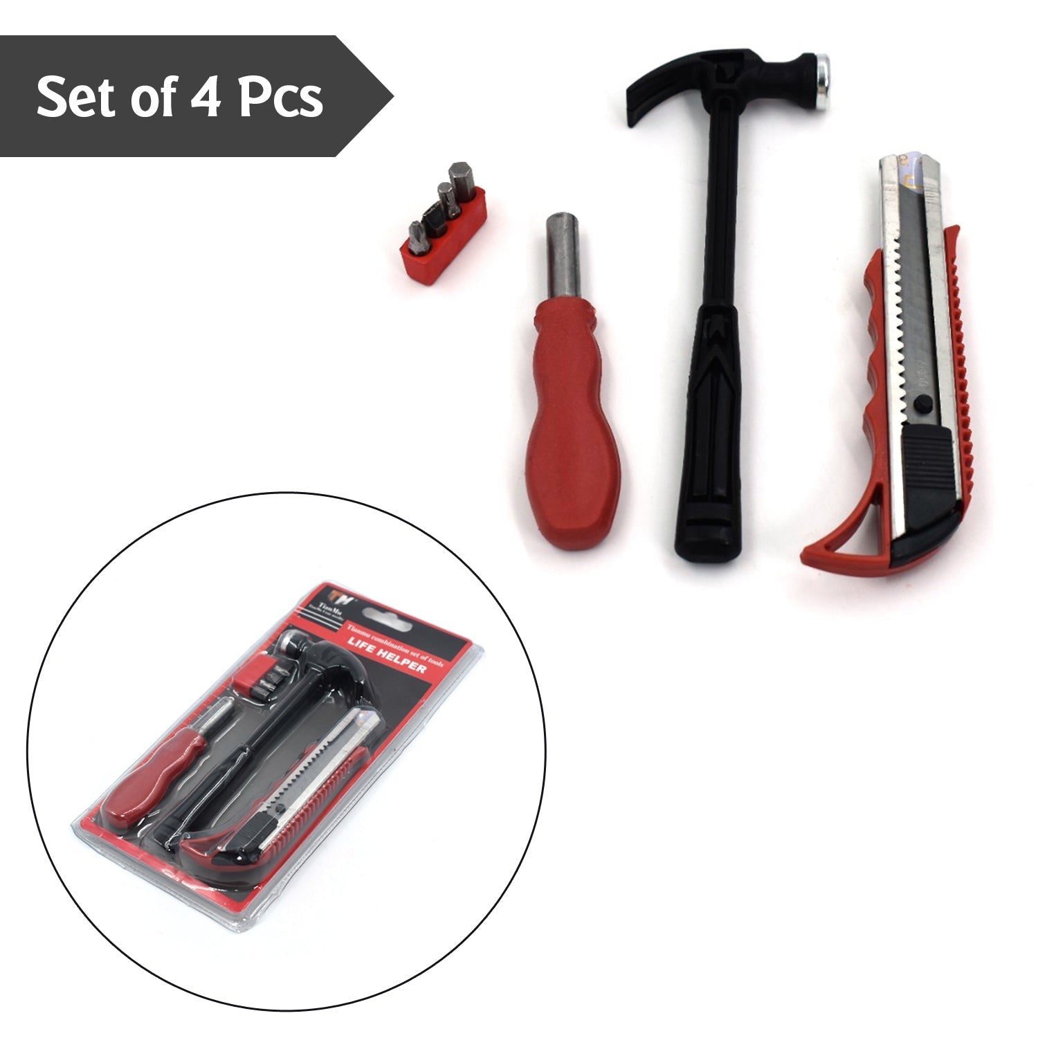 9042 4PC HELPER TOOL SET USED WHILE DOING PLUMBING AND ELECTRICIAN REPAIRMENT IN ALL KINDS OF PLACES LIKE HOUSEHOLD AND OFFICIAL DEPARTMENTS ETC.