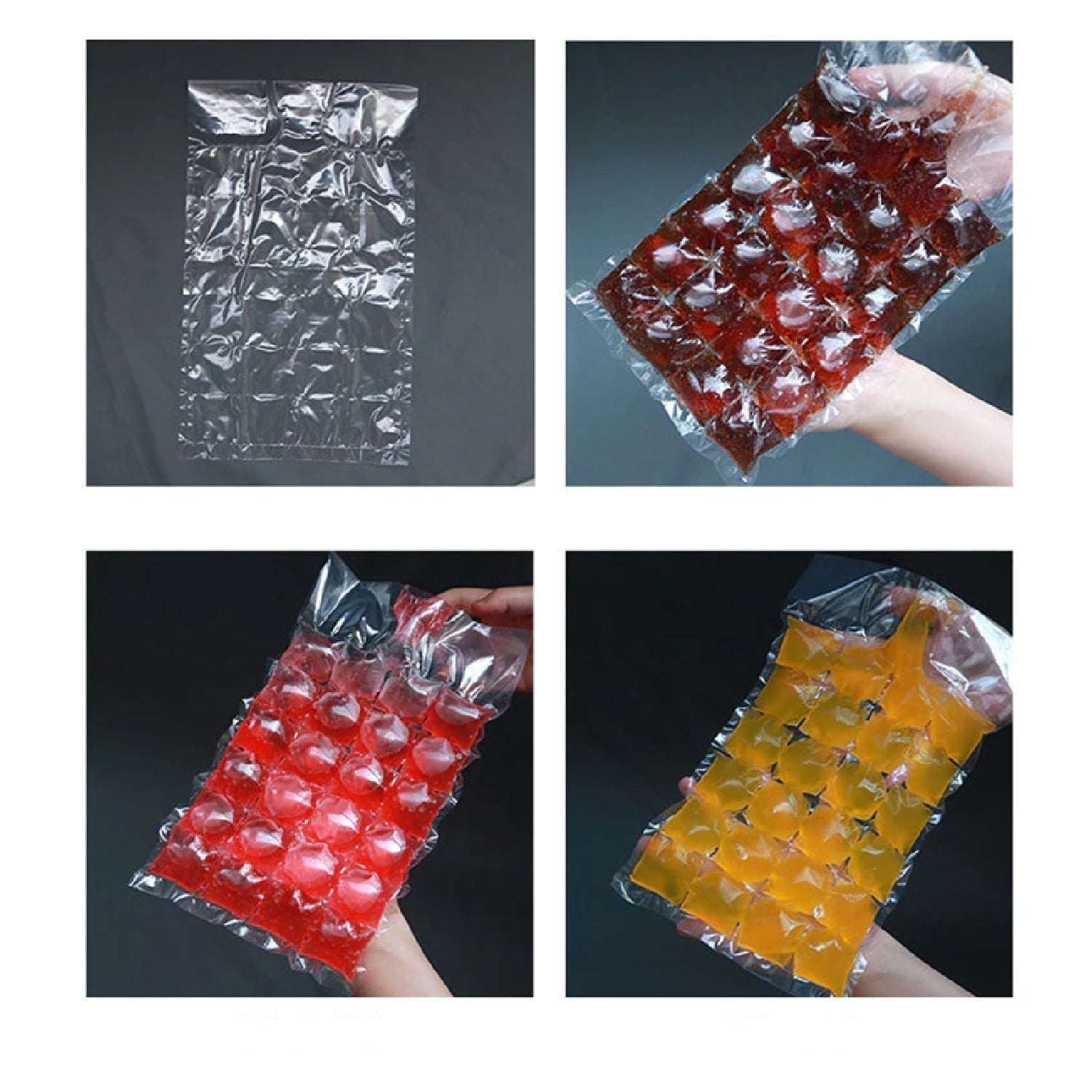 2905 Disposable Ice Cube Bags, Stackable Easy Release Ice Cube Mold Trays Self-Seal Freezing Maker,Cold Ice Pack Cooler Bag for Cocktail Food Wine