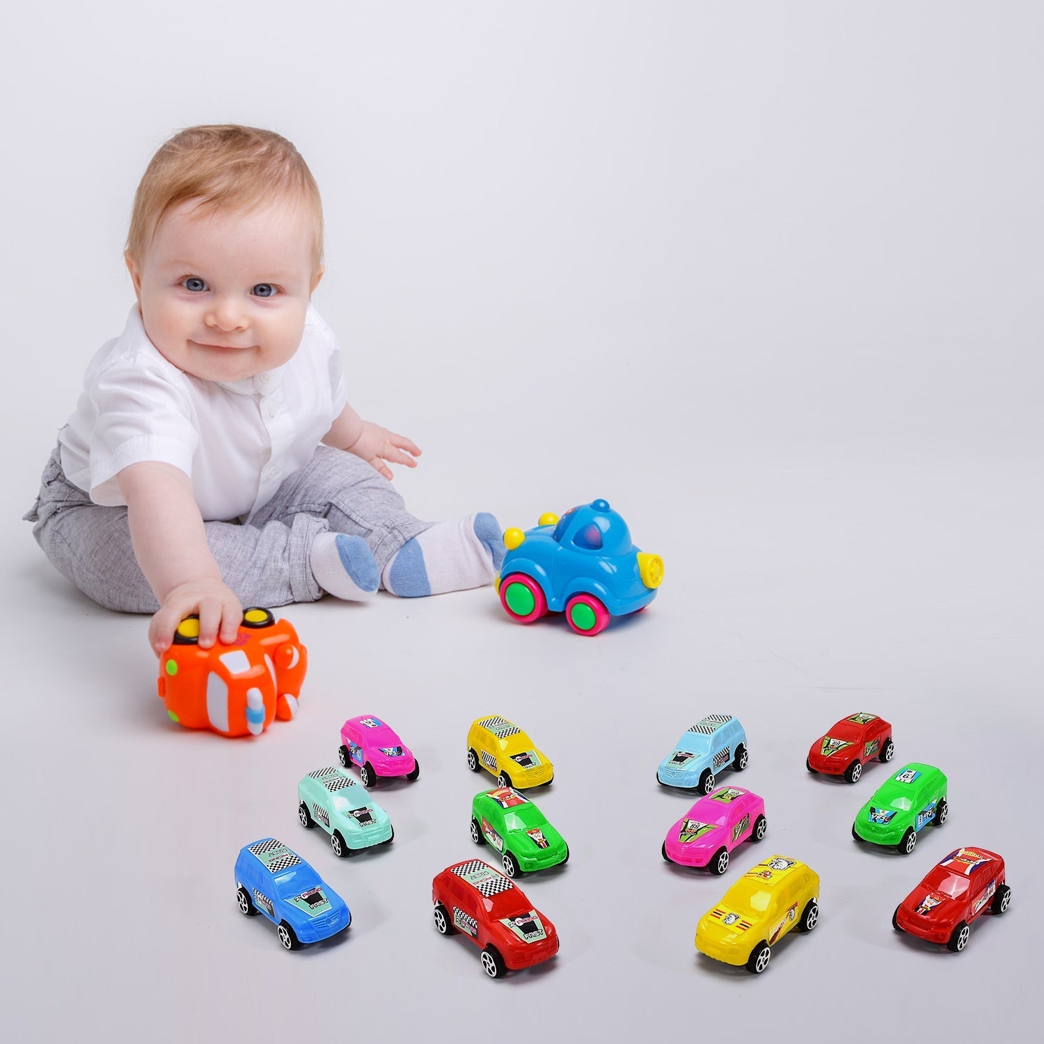 4453 Super City Car Racer Toy For Boys and Girls Pull Push Vehicle Car (Set Of 12Pcs)  (Multicolor)