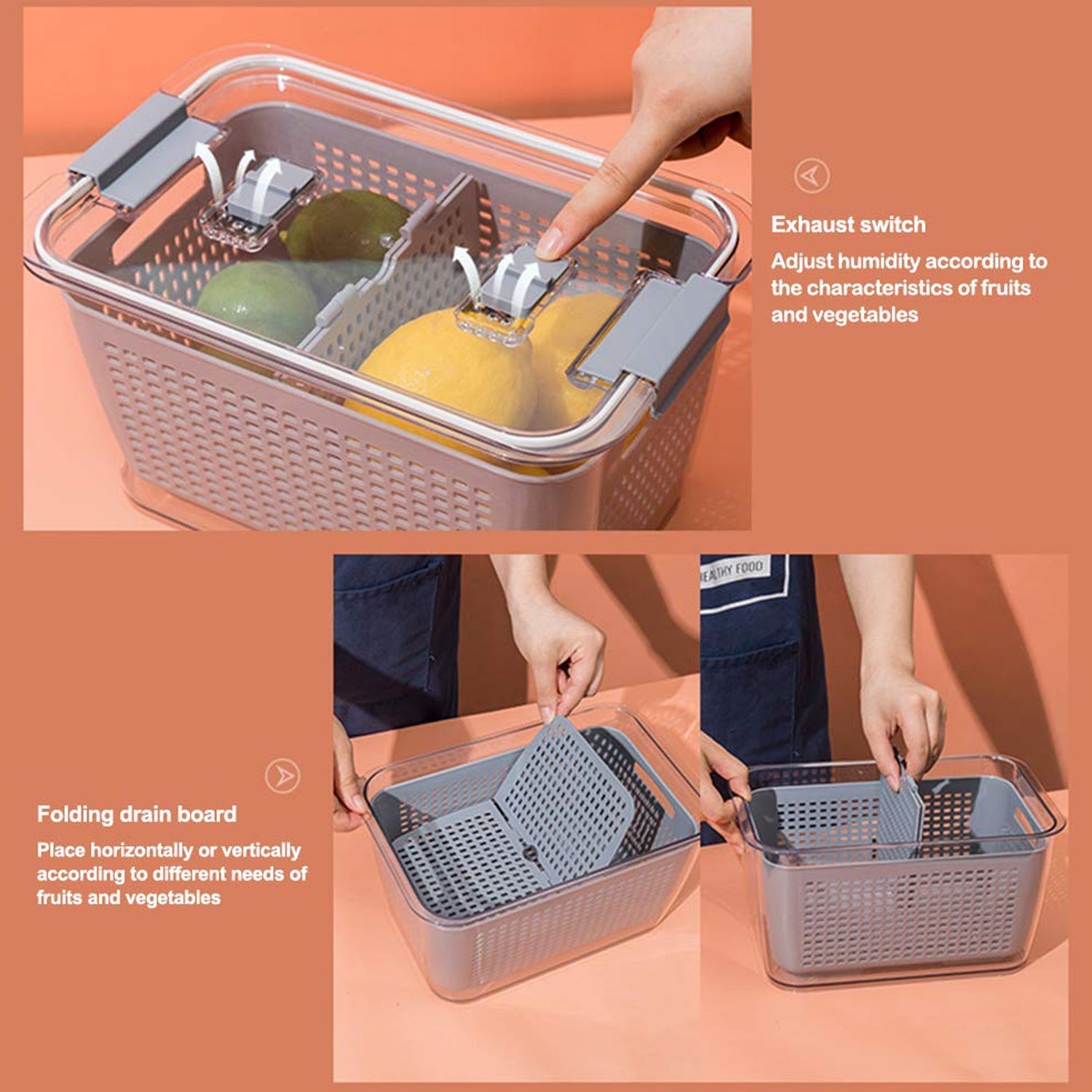 2826 Fordable Silicone Kitchen Organizer Fruit Vegetable Baskets Folding Strainers