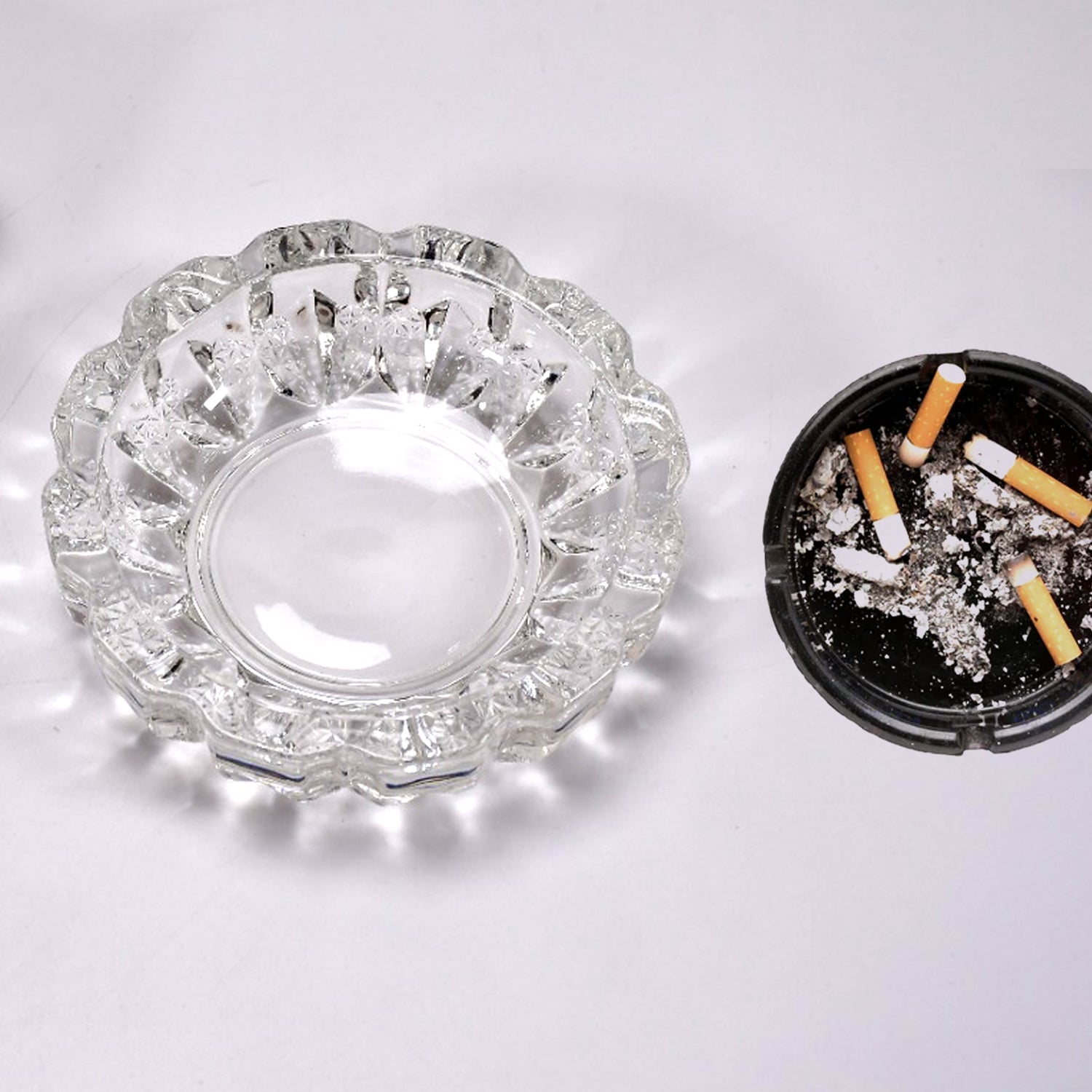 4066 paricutin Glass Crystal Quality Cigar Cigarette Ashtray Round Tabletop for Home Office Indoor Outdoor Home Decor