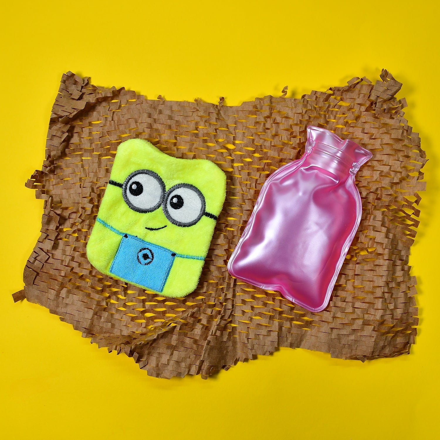 6507 2Eye Minions small Hot Water Bag with Cover for Pain Relief, Neck, Shoulder Pain and Hand, Feet Warmer, Menstrual Cramps. 