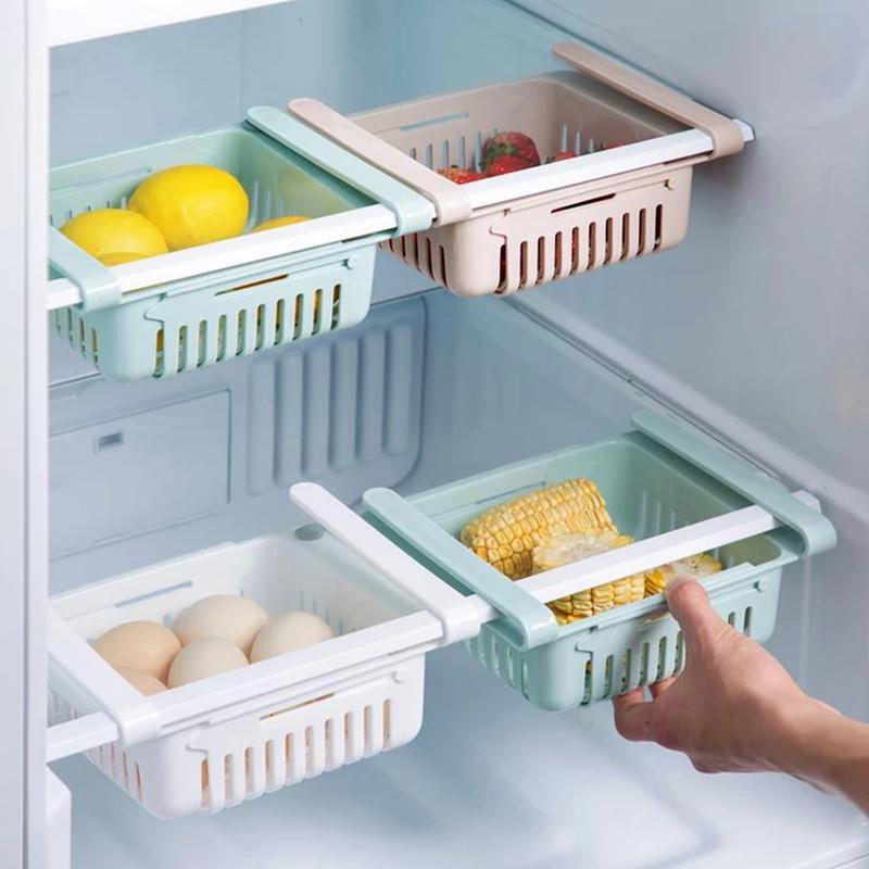 2336A  EXPANDABLE ADJUSTABLE MULTIPURPOSE FRIDGE STORAGE BASKET ( 2 pc )