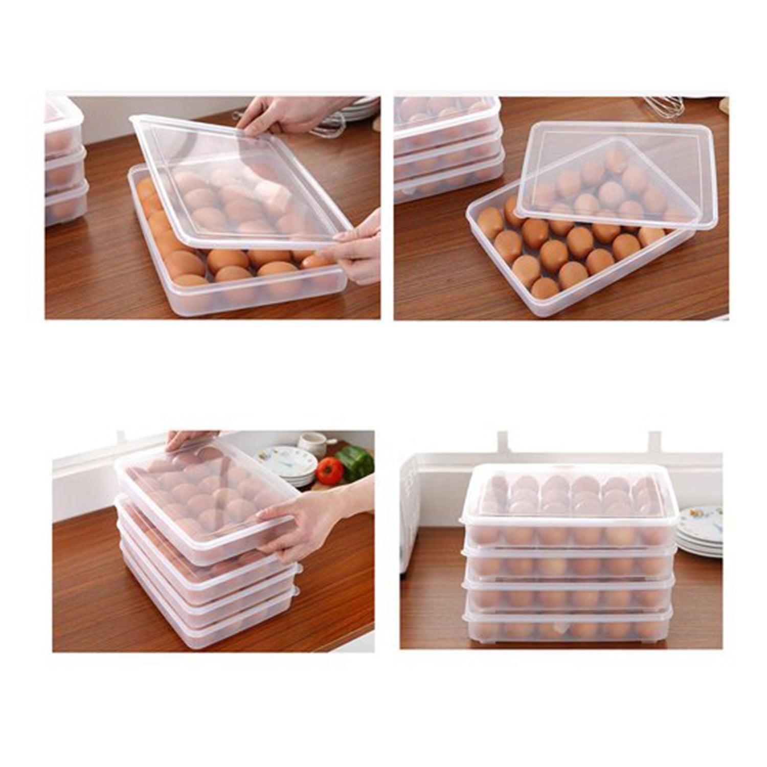 2645 24 Grids Plastic Egg Box Container Holder Tray for Fridge with Lid for 2 Dozen Egg Tray