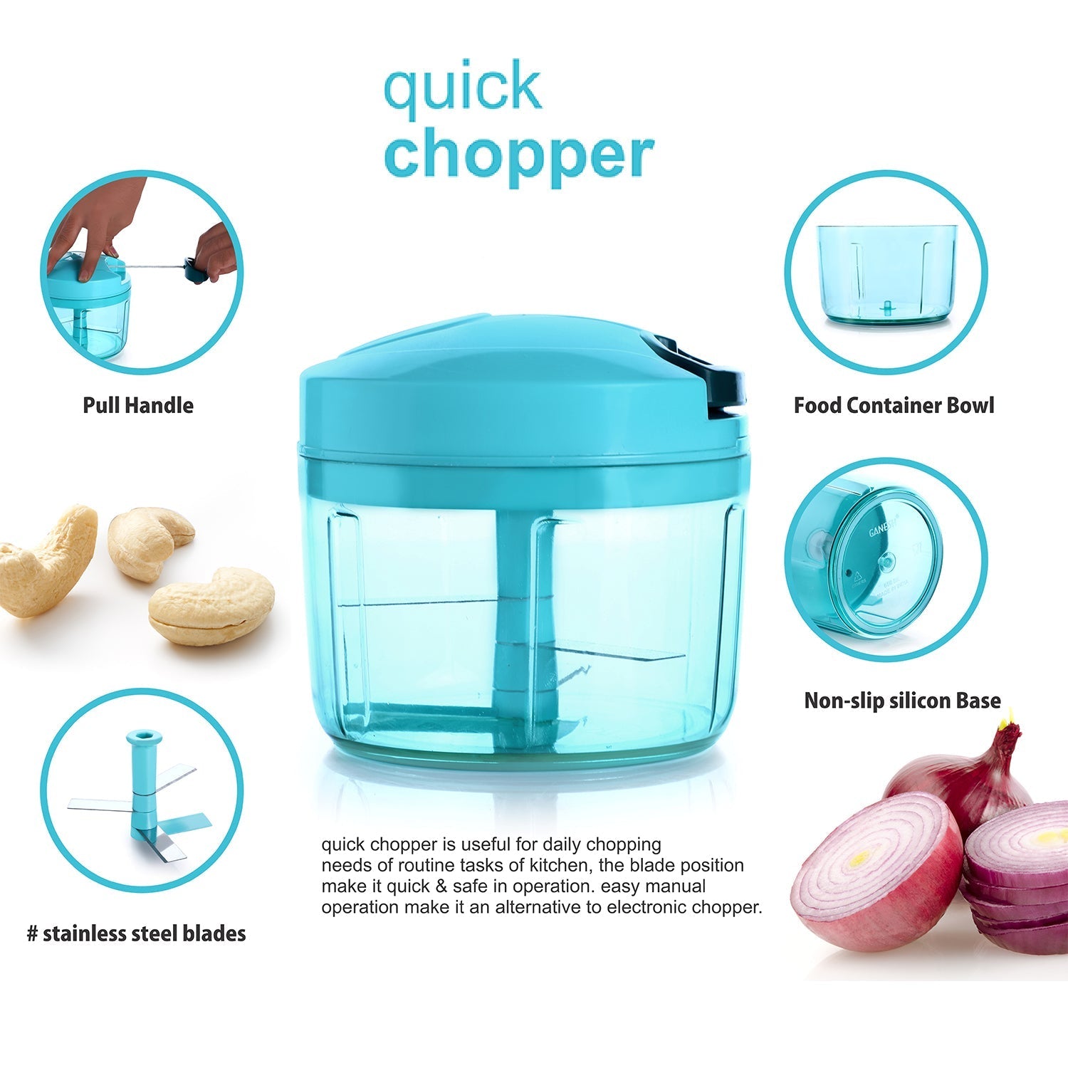 8105 Ganesh Quick Vegetable Chopper  (1 Unit Chopper)(725 Ml)