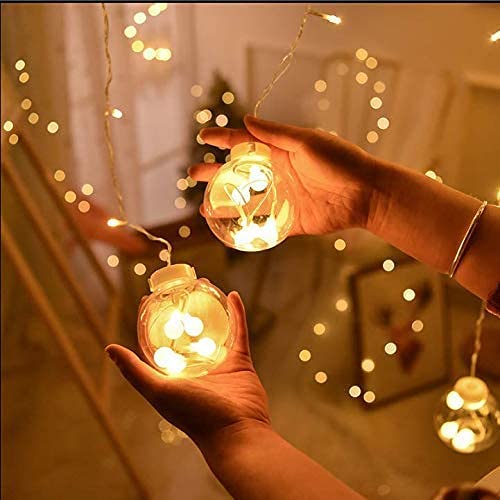 3390 12  Wish Balls Window Curtain String Lights with 8 Flashing Modes Decoration for Home Decoration, Diwali & Wedding LED Christmas Light Indoor and Outdoor Light ,Festival Decoration (Plastic, Warm White)